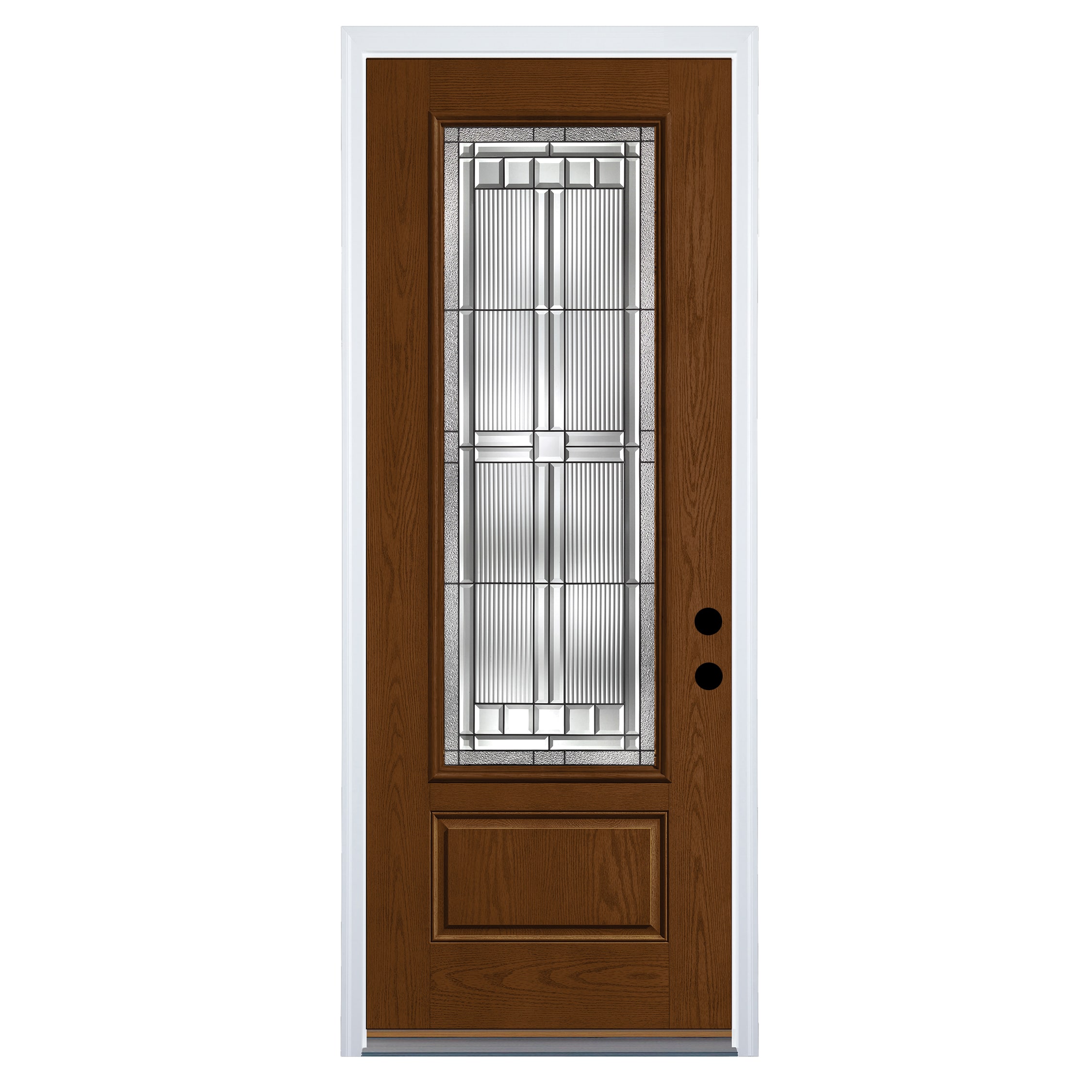 Fiberglass Full Lite Right-Hand Outswing Alpine Painted Single Front Door with Brickmould Insulating Core in White | - Therma Tru S81652H-I-RON5-AP