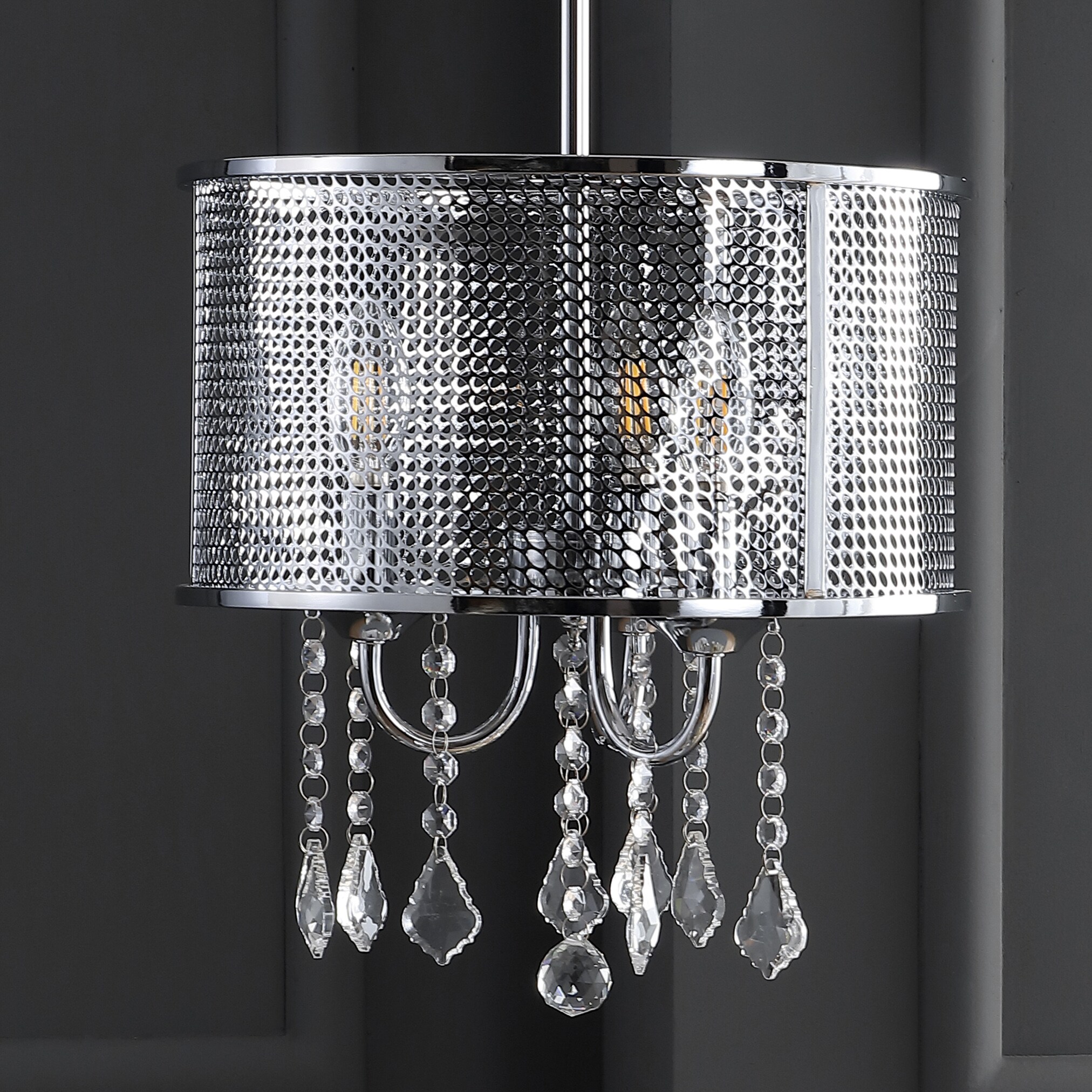 Avah 13" Chrome Polished Crystal Globe LED Pendant