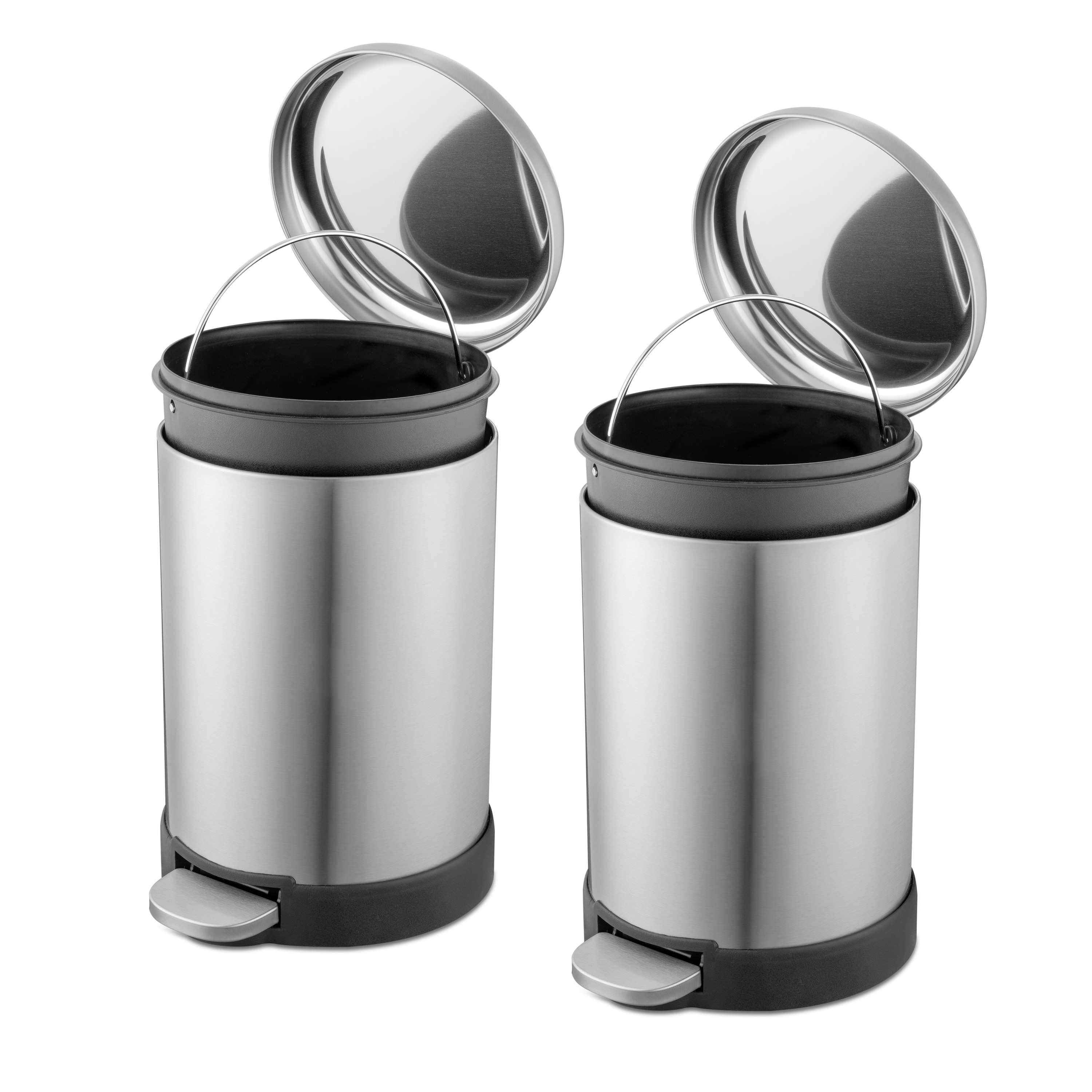 Compact Stainless Steel 1.6 Gallon Step-On Trash Can Set