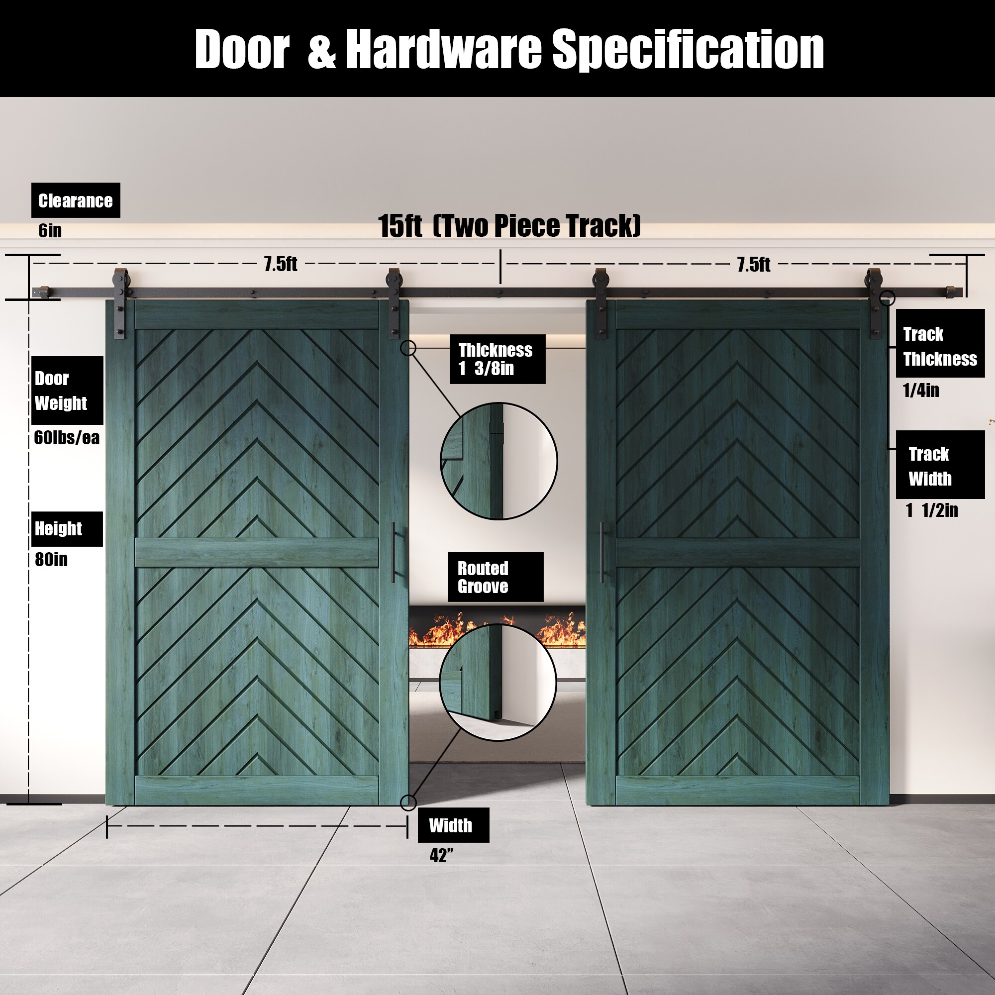 HOMACER YT2H180C-JT1-4280-RP Barn-Doors - View #2