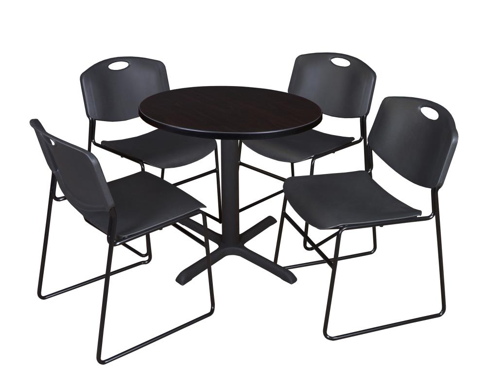 Regency TB30RNDMW44BK Breakroom Brown 4-Person Training Table (30-in W x 29-in H)