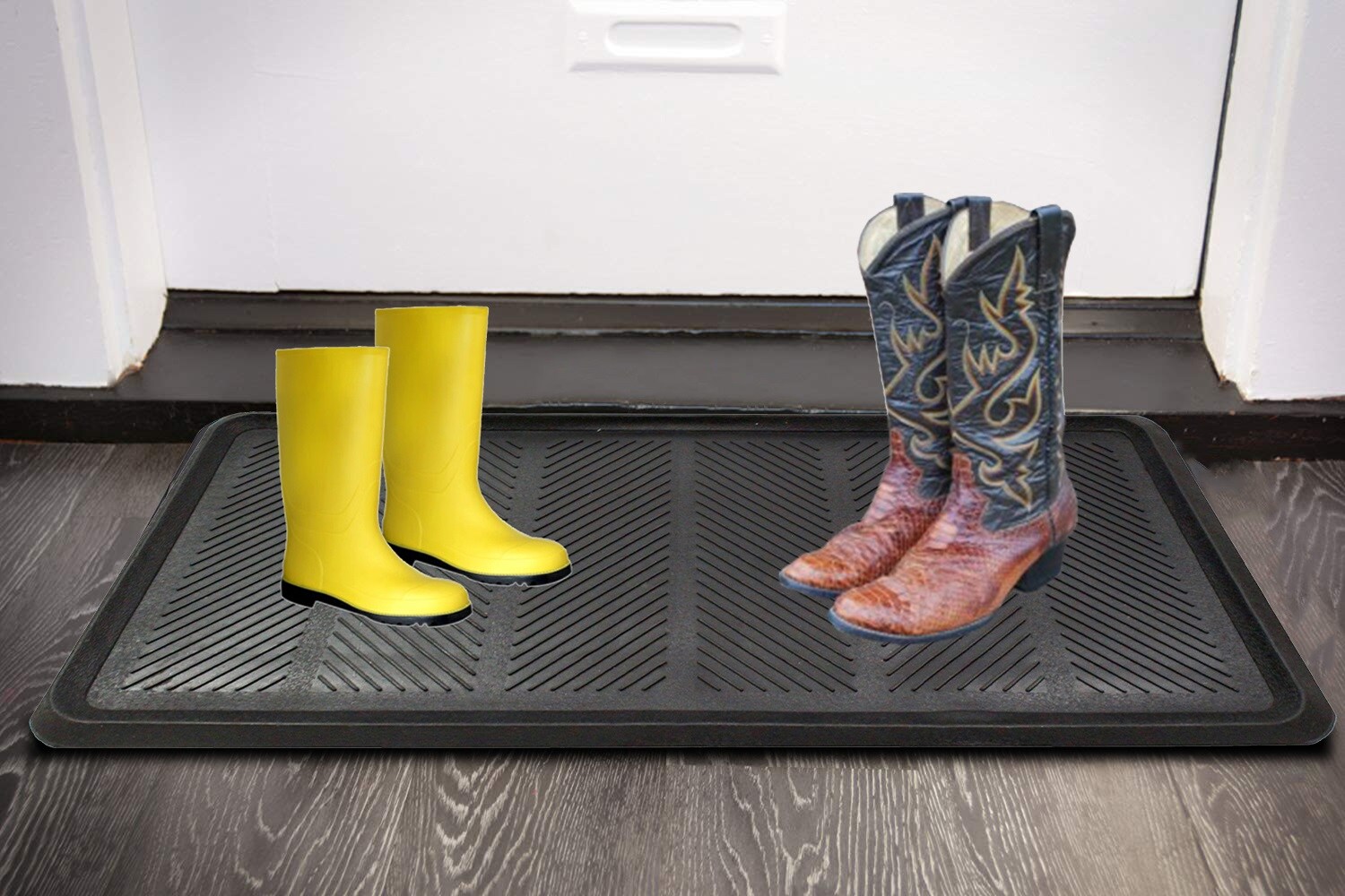 Envelor 2-ft x 3-ft Chevron Boot Tray Rectangular Indoor Decorative Home Boot  Tray in the Mats department at