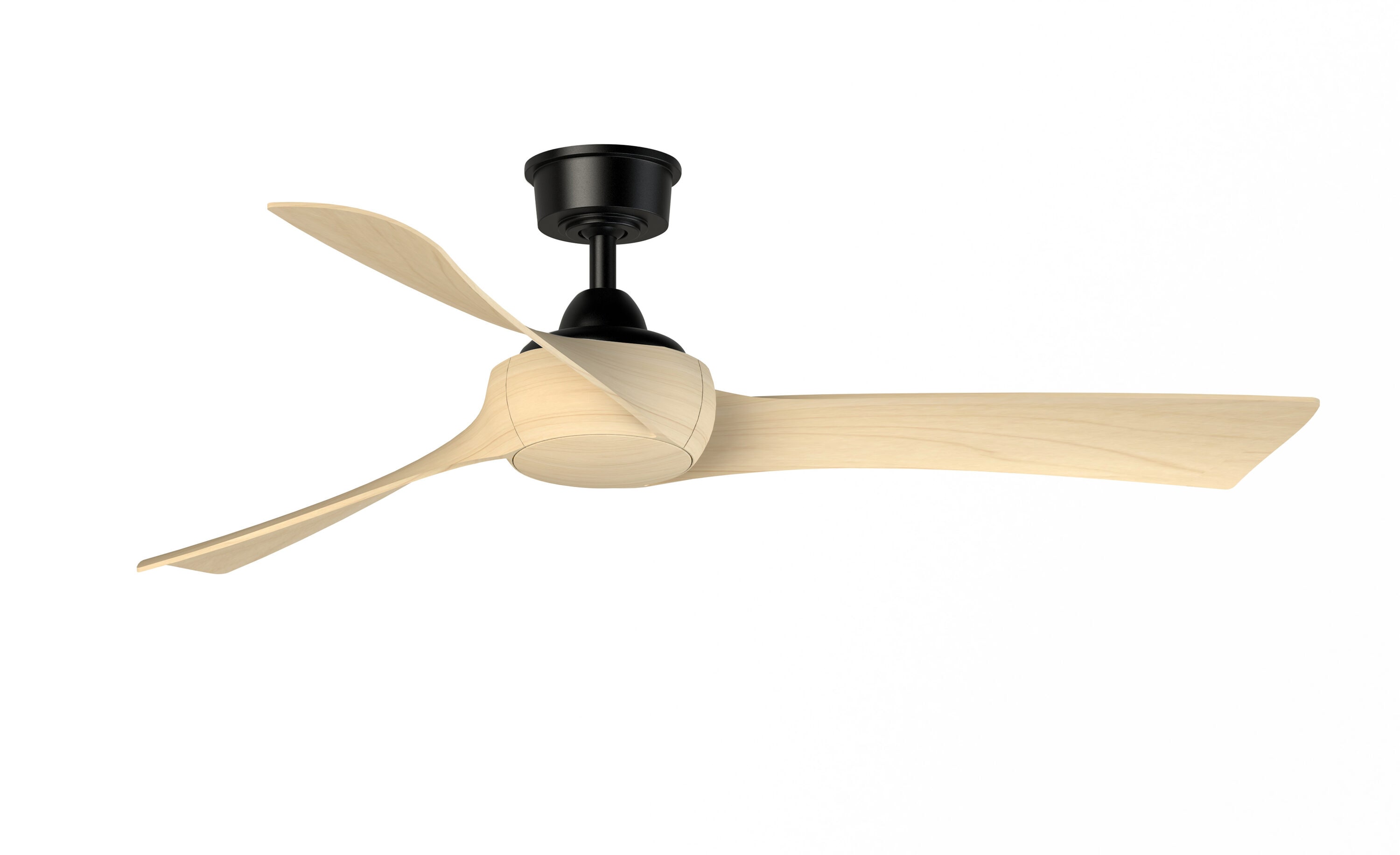 Fanimation FPD8530BL-56N Wrap Custom 56-in Outdoor Smart Black with Natural Blades Ceiling Fan Light Kit Compatible - Remote Included ( 3 -Blade )