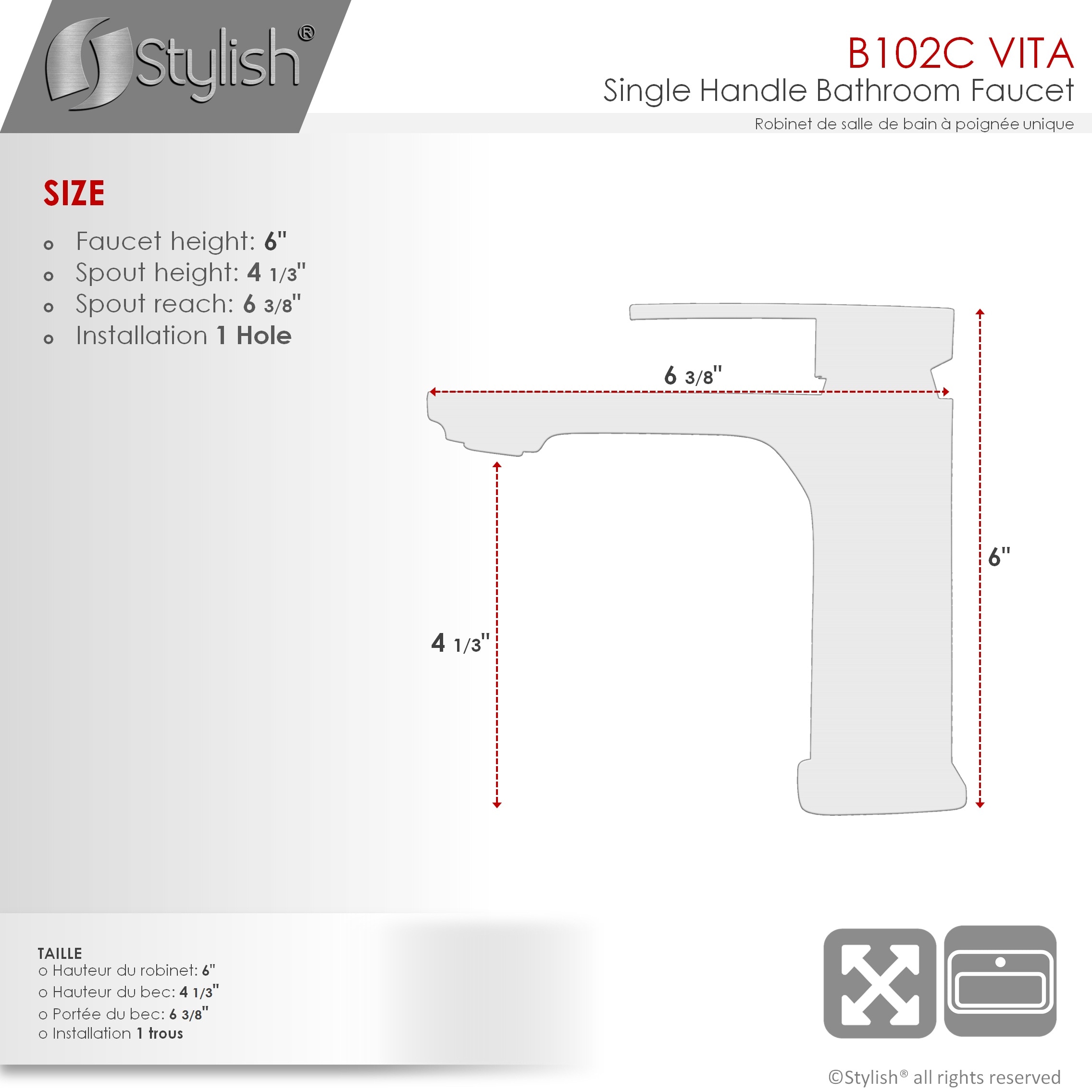 Stylish B-102C Lavatory-Faucets - View #4