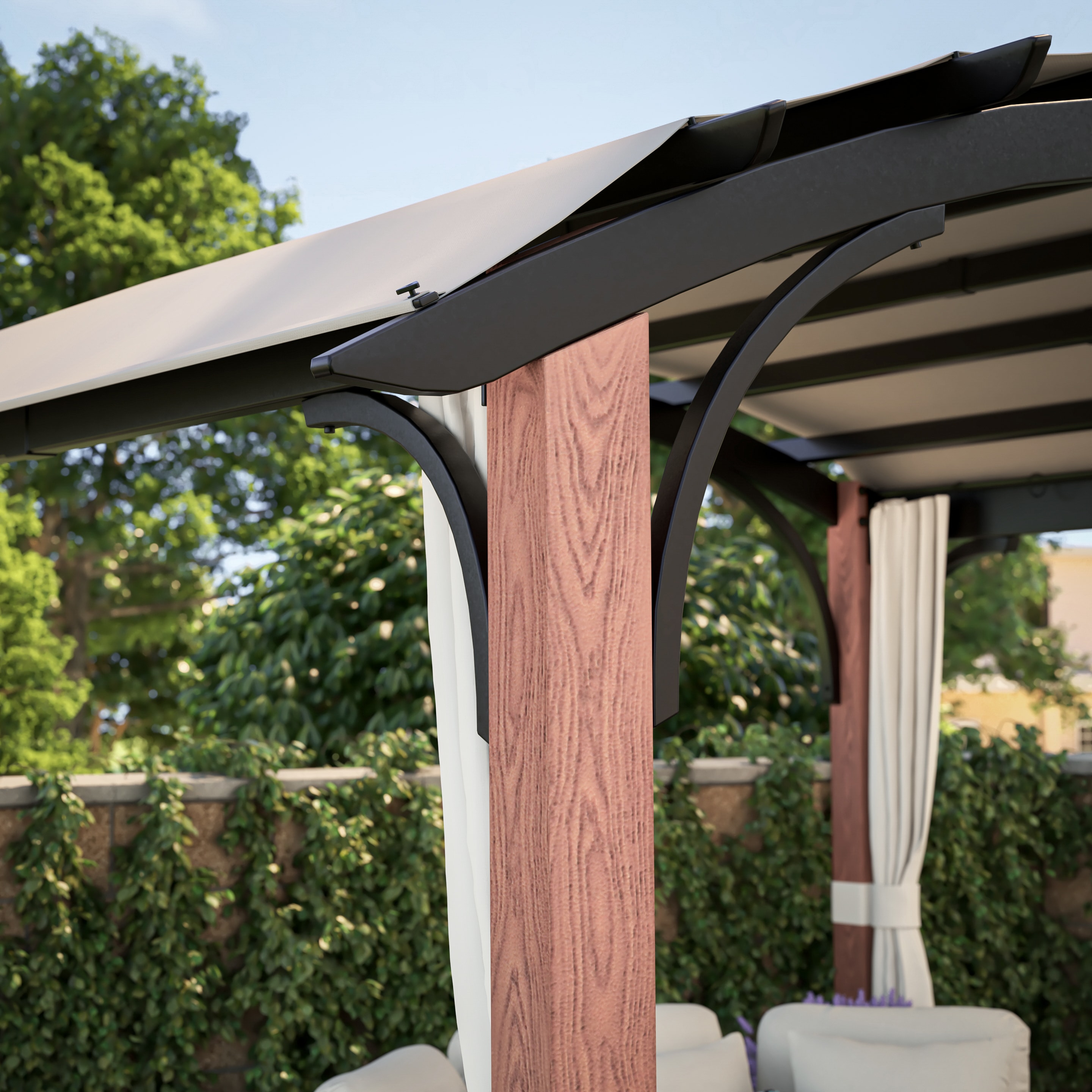 fajance radius Fortære allen + roth 10-ft W x 10-ft L x 8-ft 2-in Metal Freestanding Pergola with  Canopy in the Pergolas department at Lowes.com