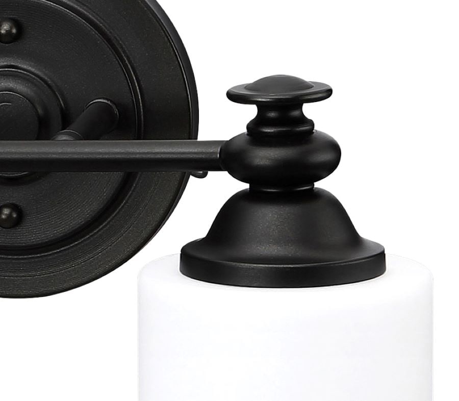 Espresso Brown Cylinder Wall Sconce with White Glass Shades