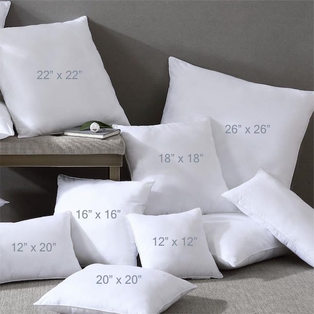 Swift Home Cotton Blend Pillow Insert 2-Pack 12-in x 12-in White