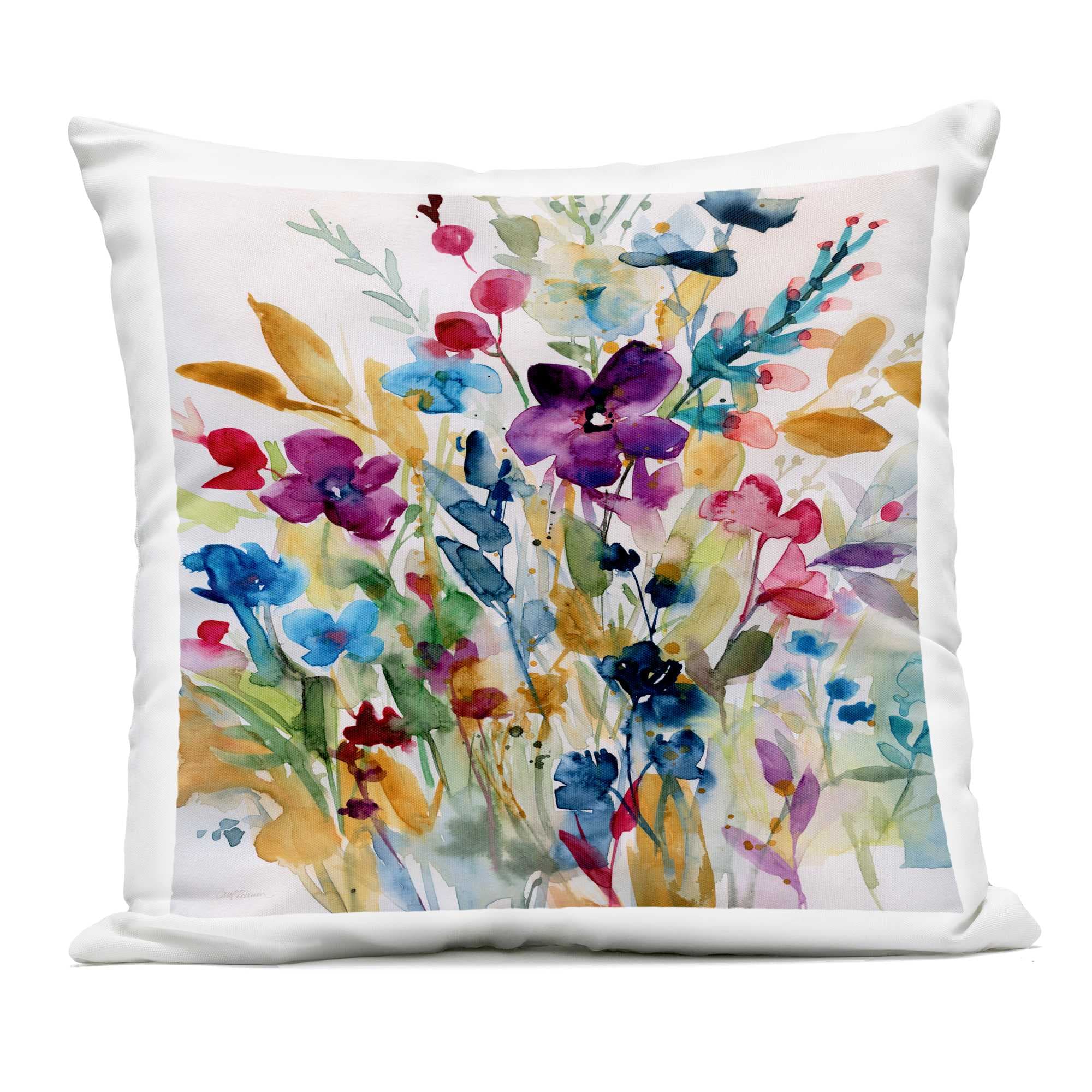 Stupell Industries PLR-080-OSQ-18X18 Garden Jewels Abstract Flowers Outdoor Printed Pillow design by Carol Robinson 18 x 18