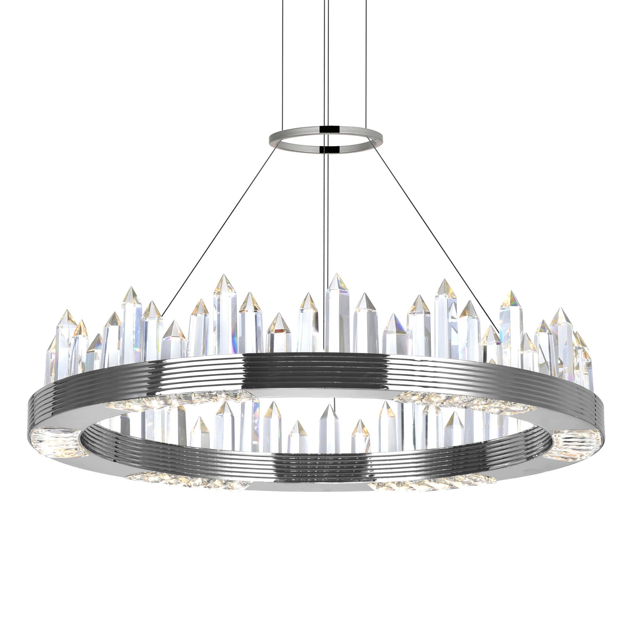 Agassiz 24'' Polished Nickel LED Chandelier with Crystal Towers