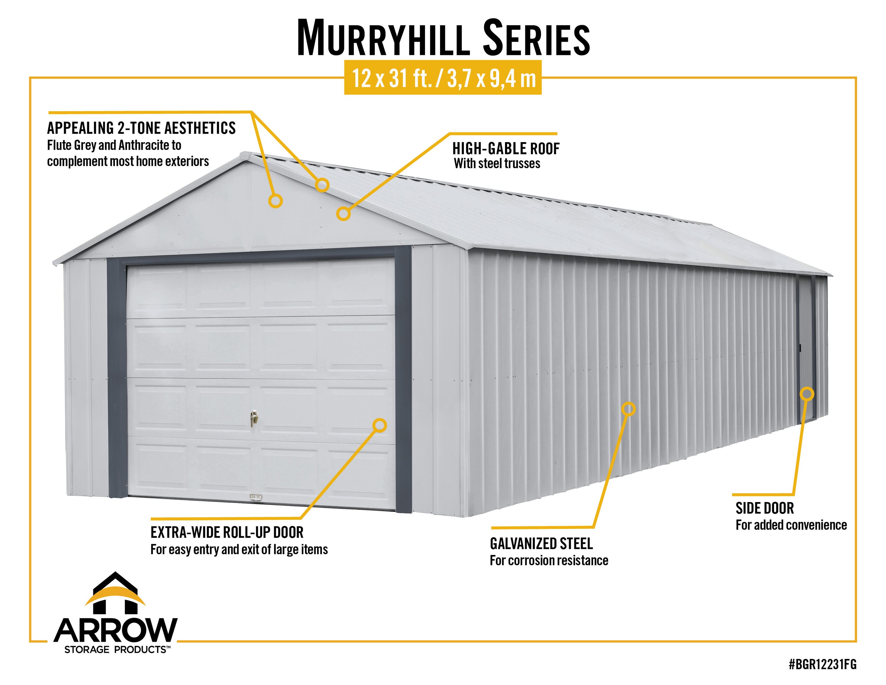 Arrow BGR1231FG Metal-Storage-Buildings-Sheds - View #11