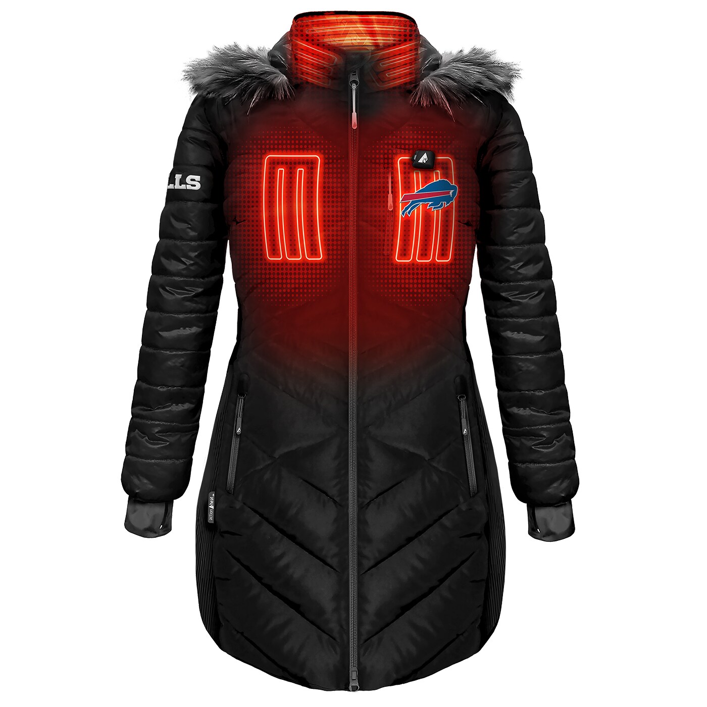 ActionHeat AHBUF5LPJ-WBS Women's Black Hooded Insulated Puffer jacket ( Small )