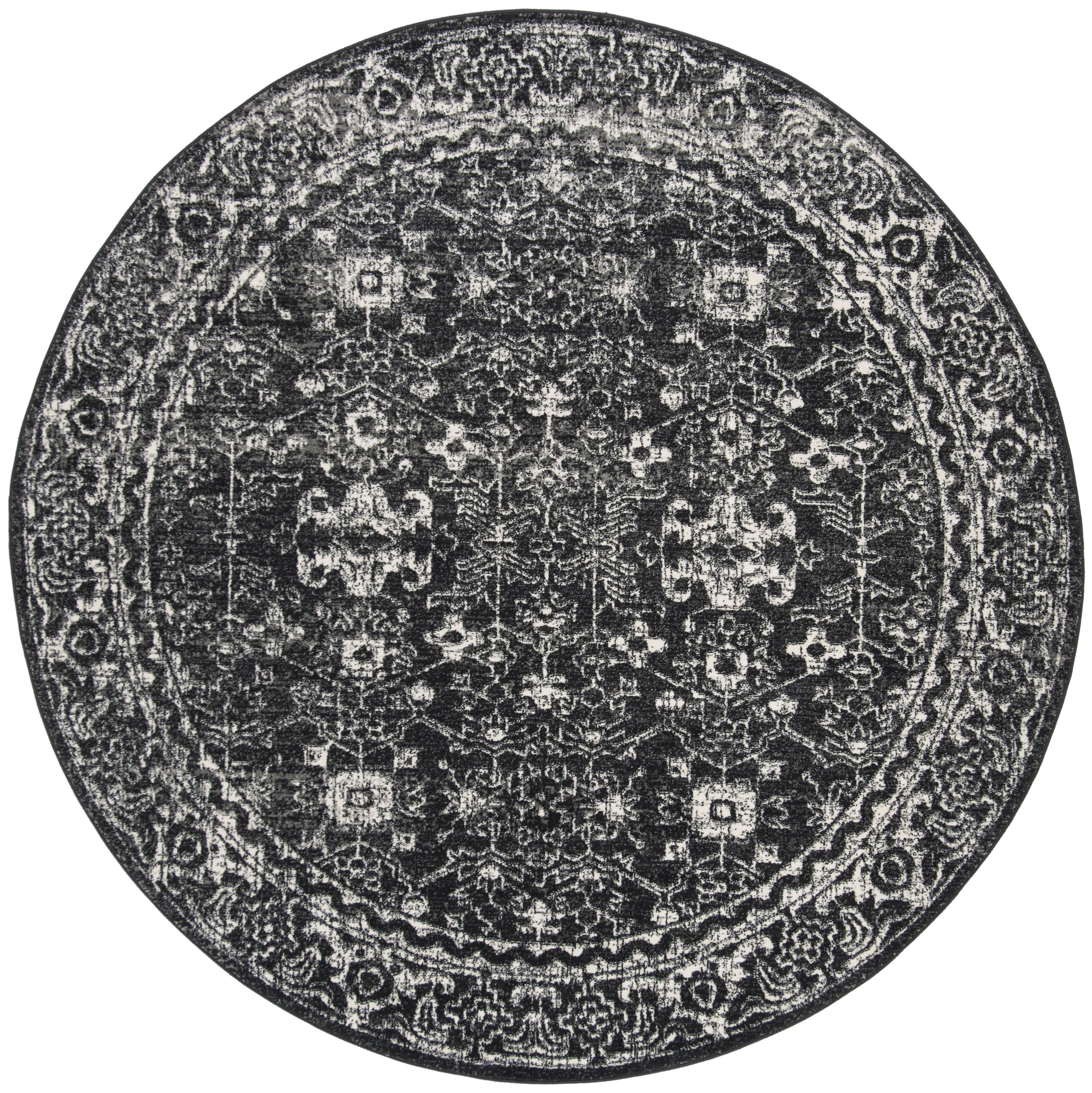 Safavieh EVK270K-7R Evoke Likoma 7 x 7 (ft) Loomed Polypropylene Charcoal/Ivory Round Indoor Distressed/Overdyed Vintage Area rug
