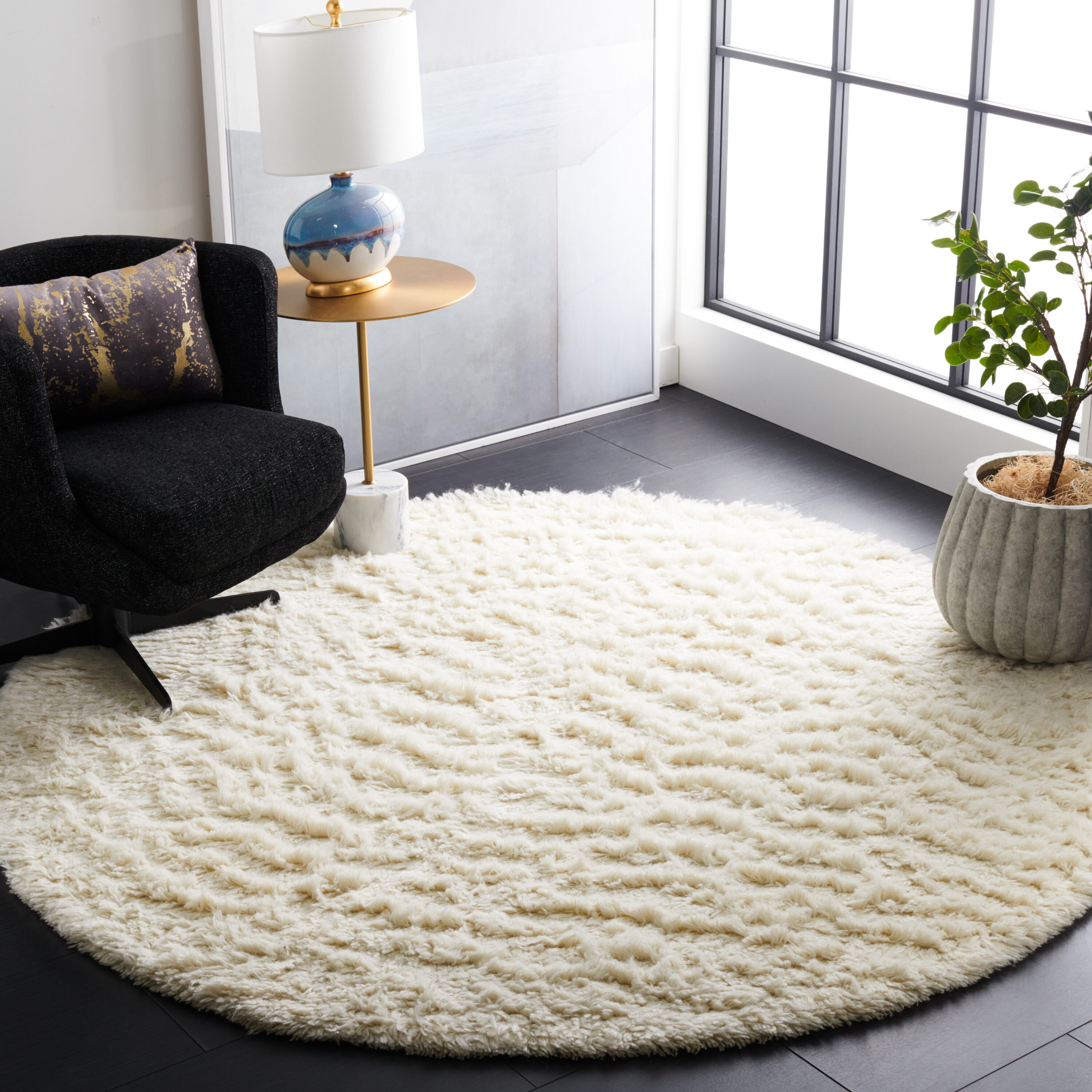 Flokati 150A Ivory 6in x 6in Rug