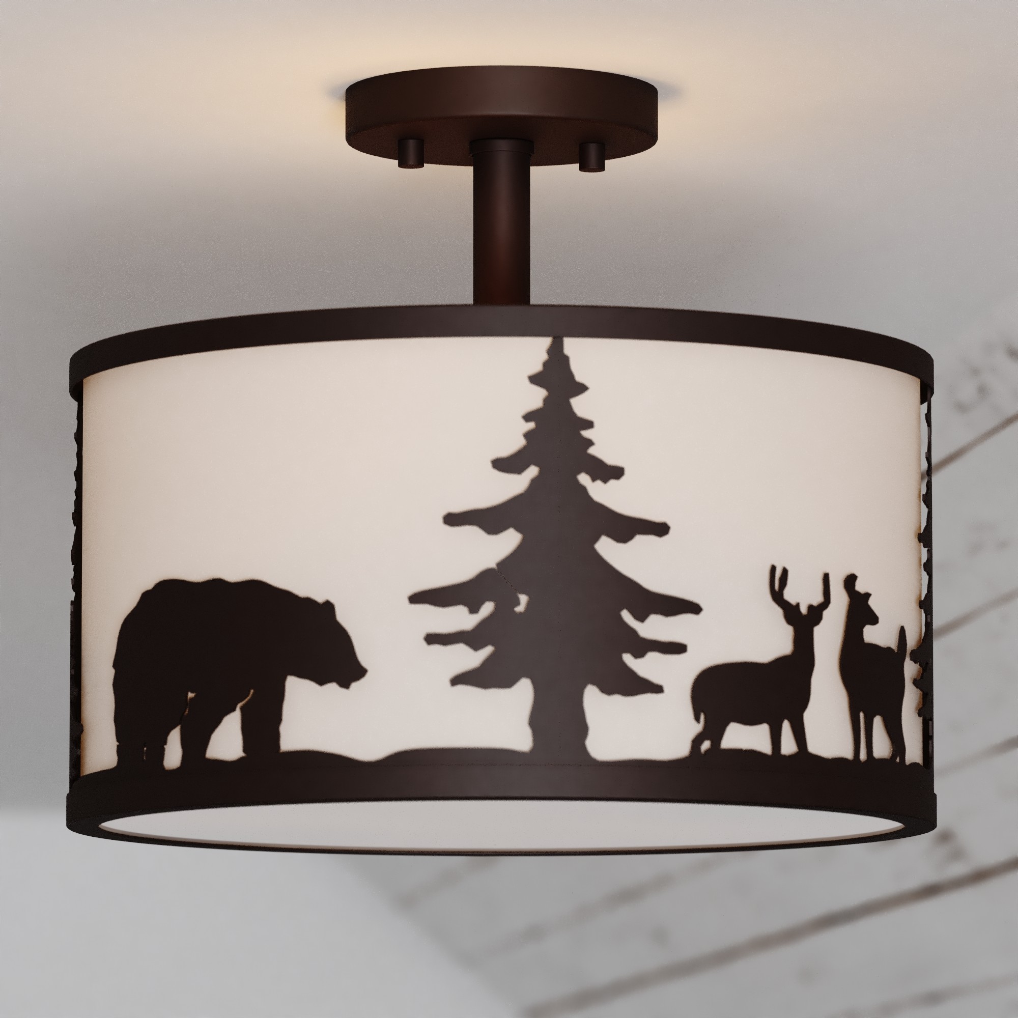 Cascadia C0313 Acadia 3 -Light 13-in Bronze Semi Flush Mount Light