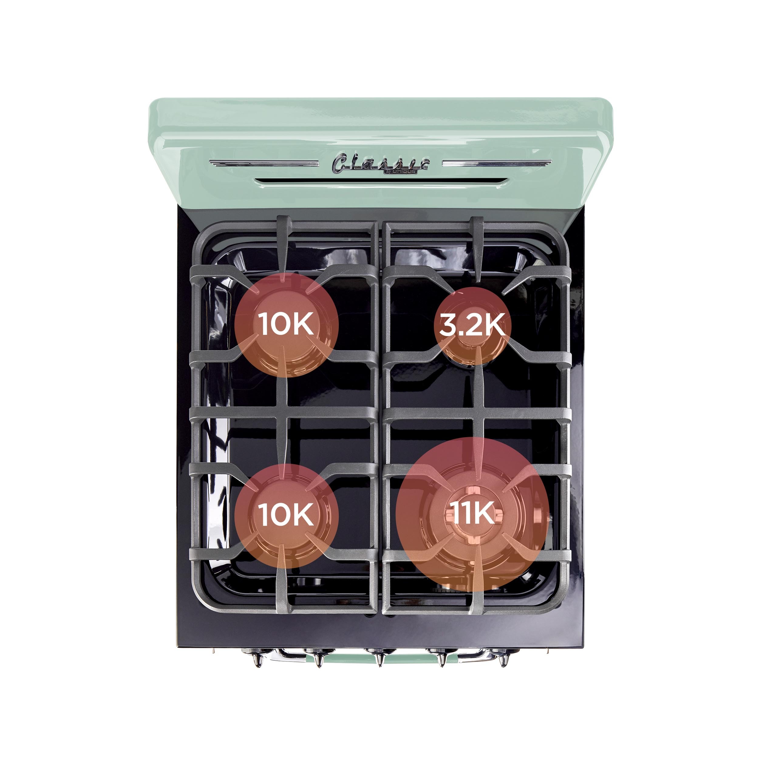 Summer Mint Green Retro 24" Gas Range with Convection Oven