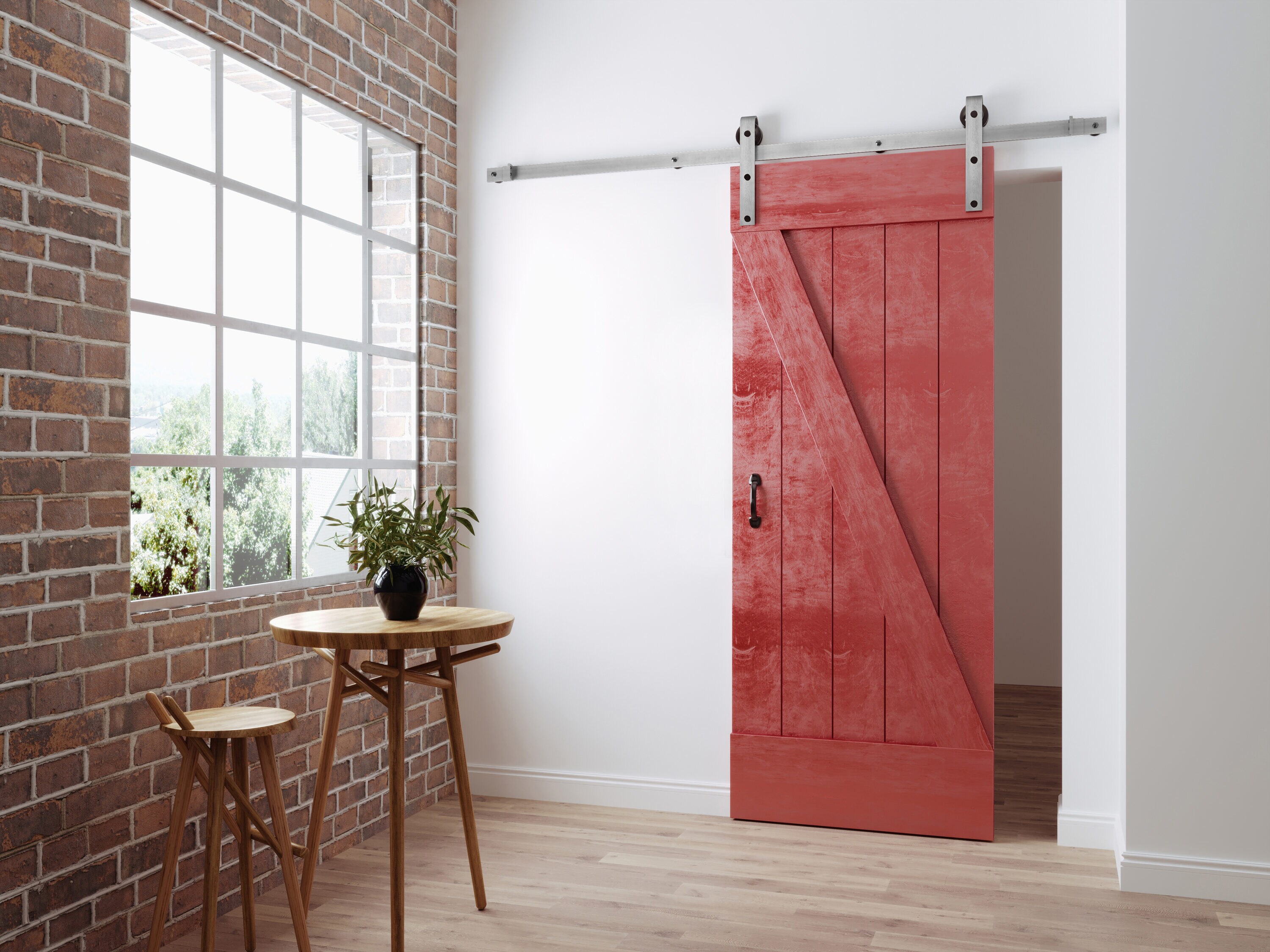 Delaney Hardware 72 In Satin Nickel Indoor Standard Single Barn Door Hardware Kit In The Barn