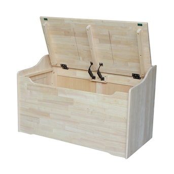 Brown Wooden Toy Box With Safety Hinge