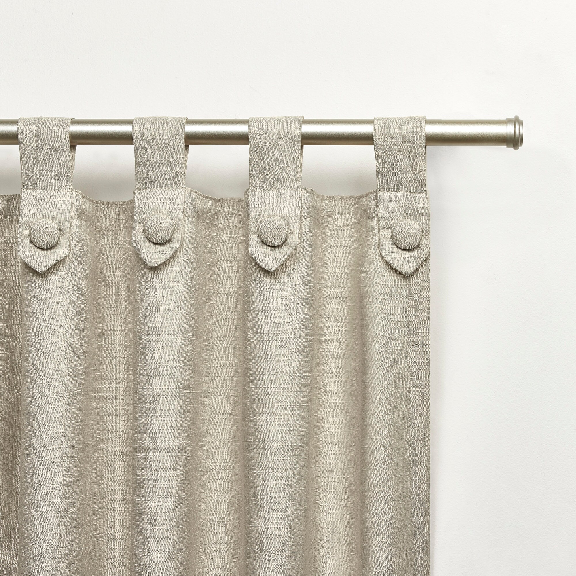 Natural Linen Look Tab Top Light-Filtering Curtain Panels, 54"x84", Set of 2