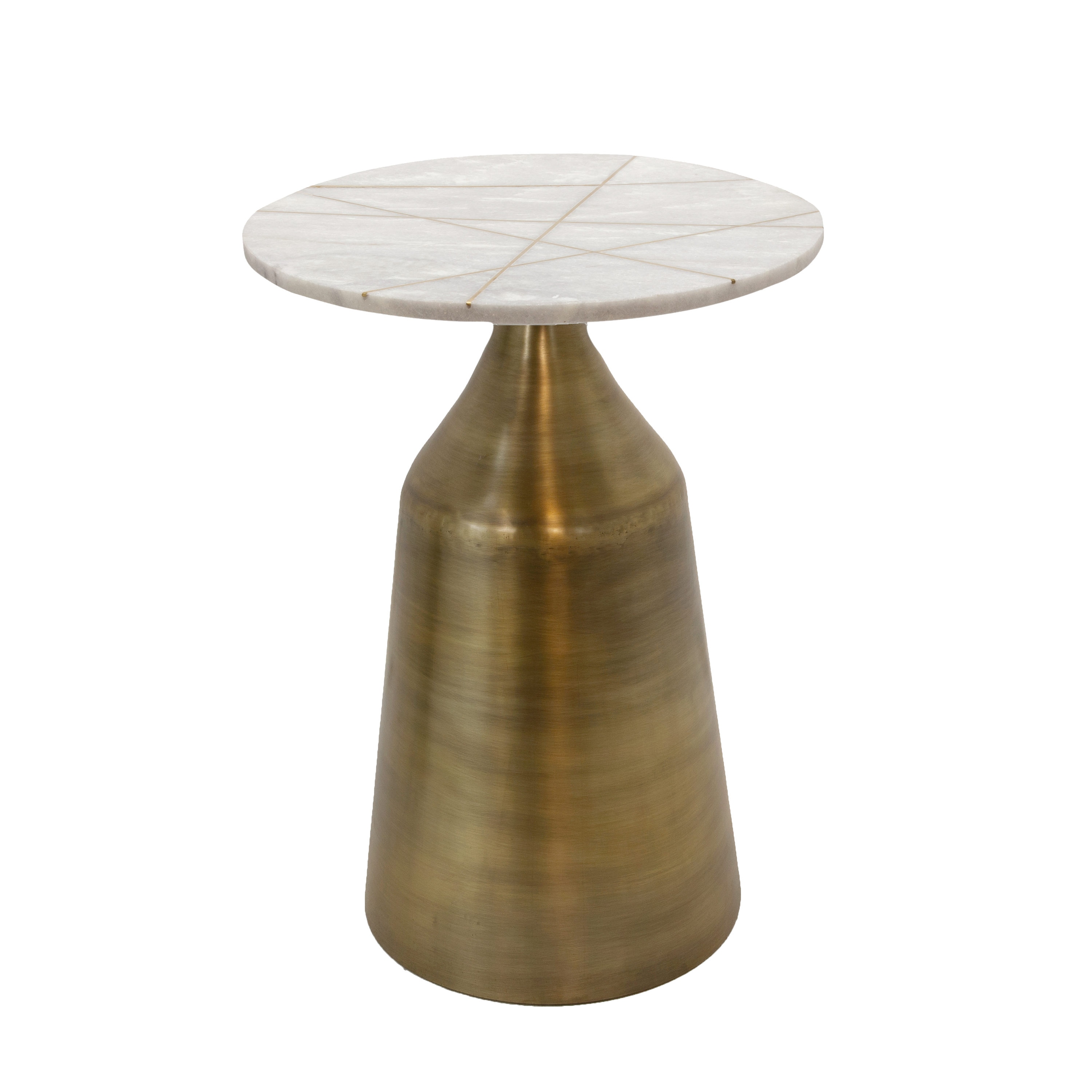 Sagebrook Home 15183-01 18-in W x 24-in H White Granite/Marble Round Glam End Table Assembly Required