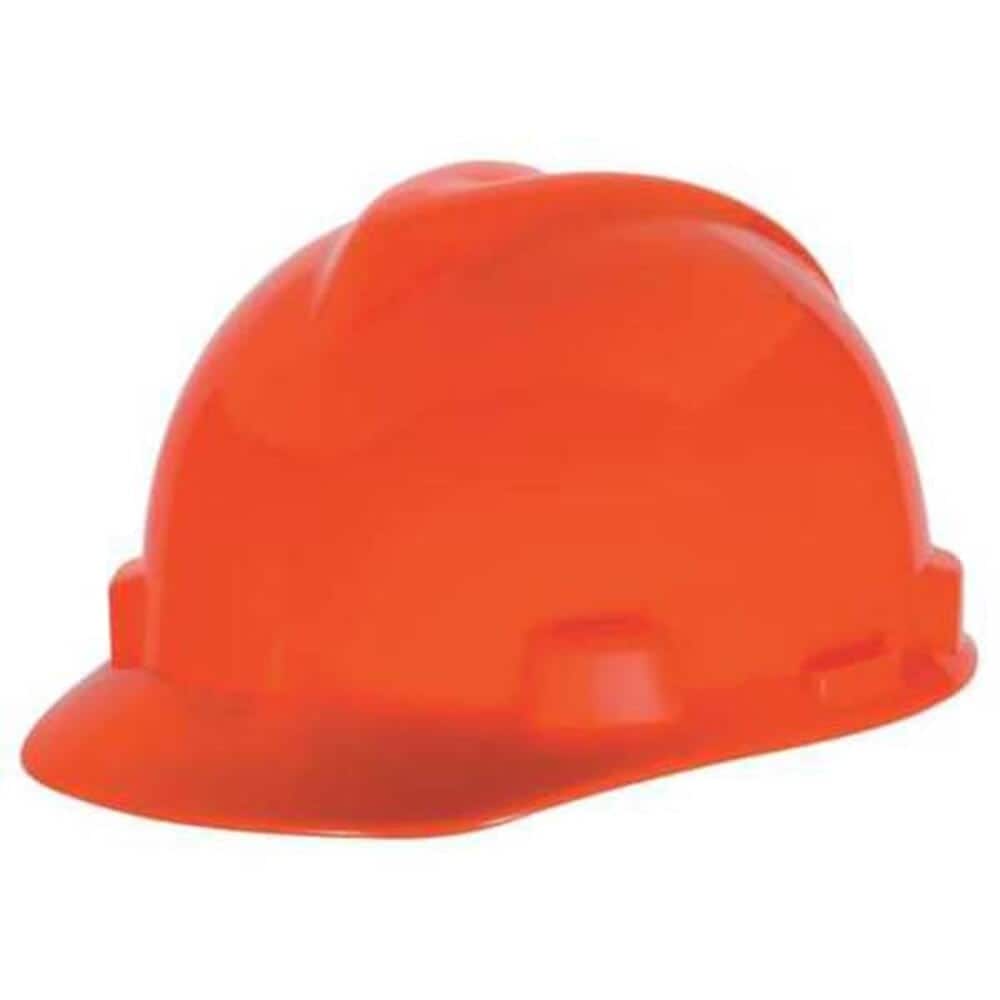 MSA  Safety V-Gard Front Brim Hard Hat Cap Style Type 1 Class E Staz-On Pinlock Suspension Hi-Viz Orange