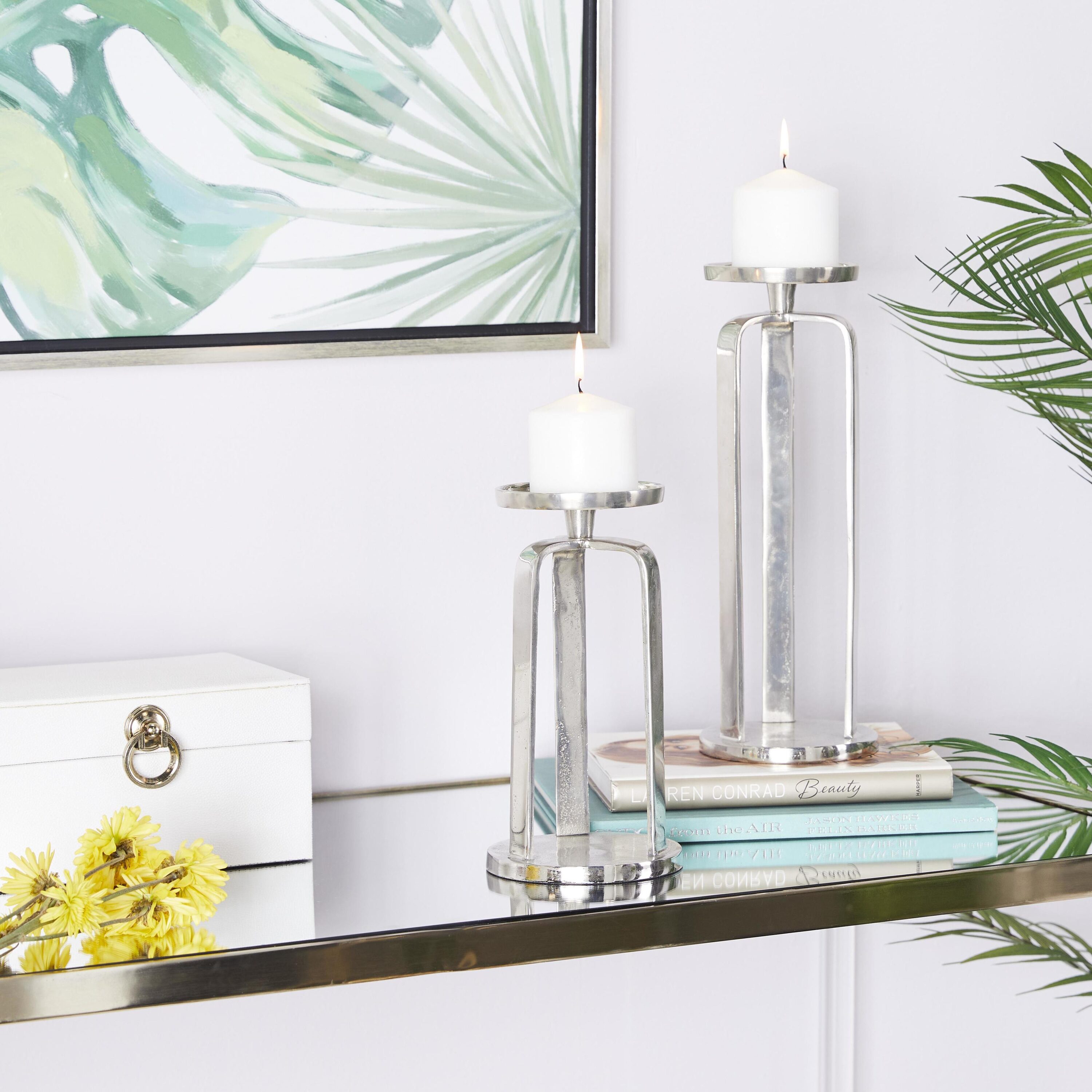 Grayson Lane 82606 2 Candle Aluminum Pillar Candle Holder