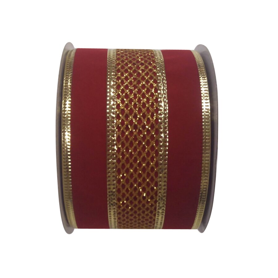 Holiday Living D76932-24 30-ft L x 2.5-in W Red/Gold Ribbon