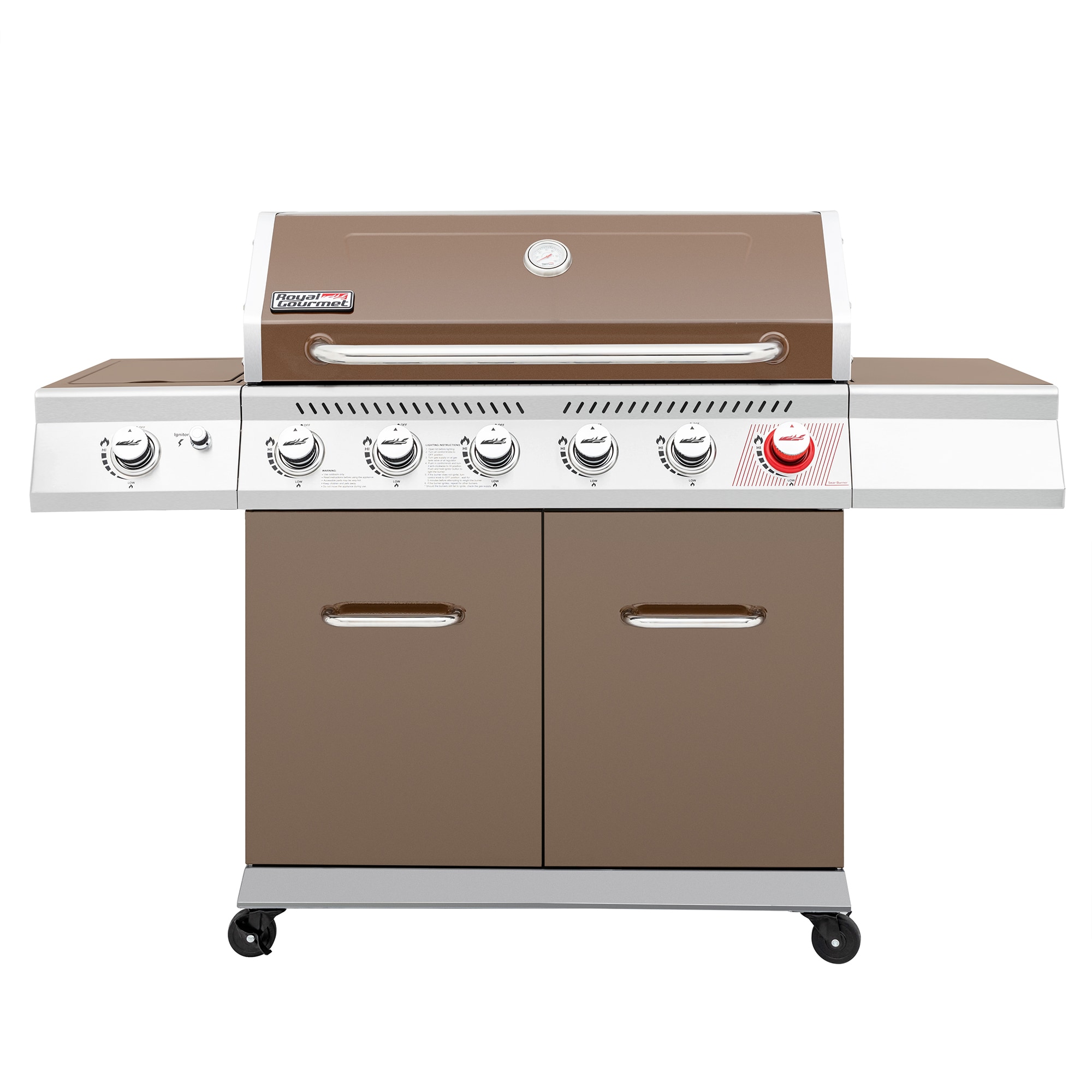 Royal Gourmet Brown 6-Burner Liquid Propane Gas Grill with 1 Side Burner GA6402C Sansujyuku sansujyuku.com