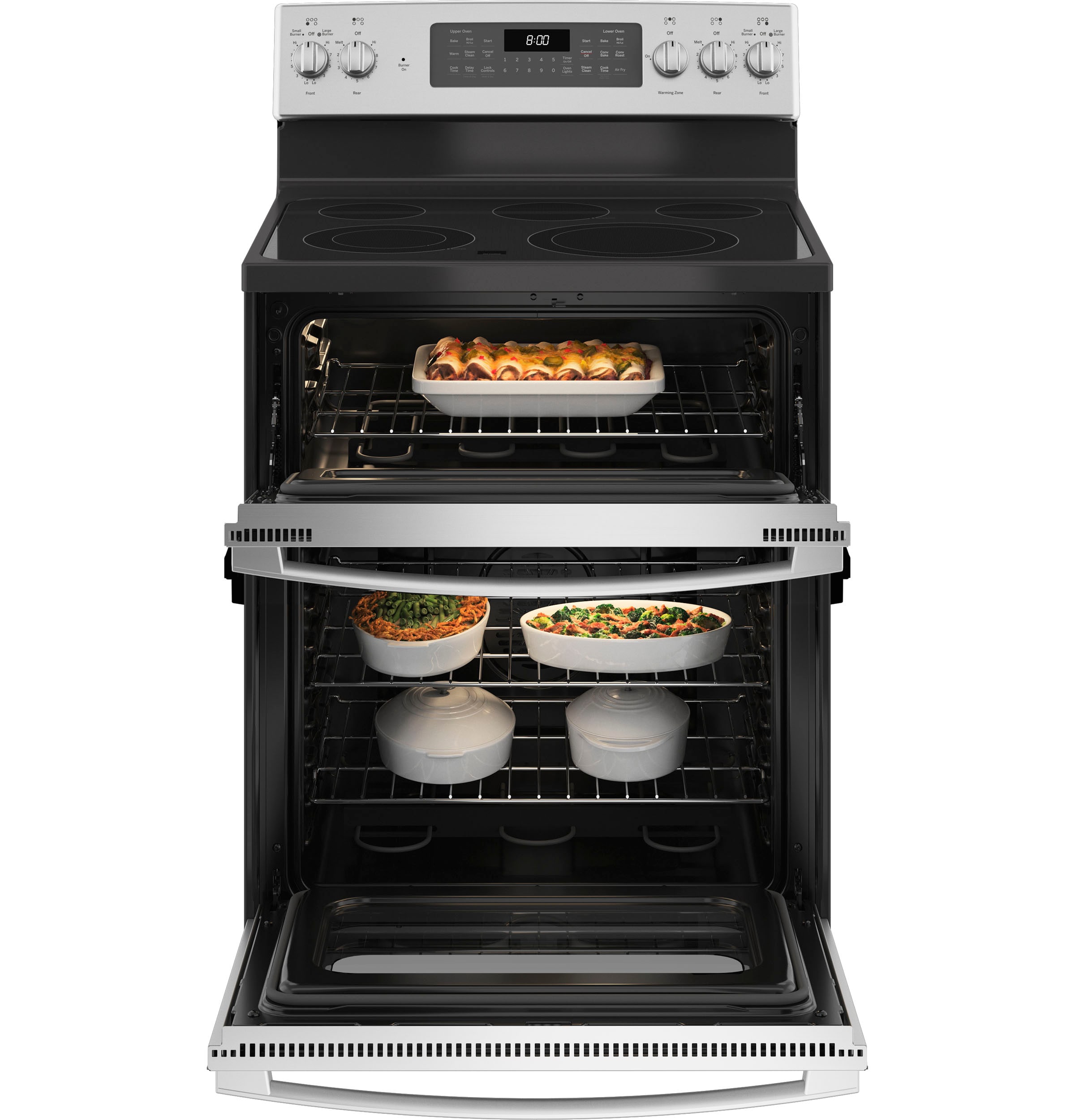 GE 30-in Glass Top 5 Elements 4.4-cu ft / 2.2-cu ft Air Fry