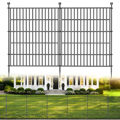 Lukvuzo 10 Pack No Dig Decorative Garden Fence 32 Inch High 23 Point 6 Feet Long Rustproof Metal Animal Barrier for Yard Dog Rabbit Patio Easy