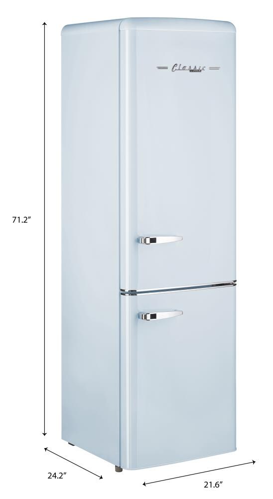 Unique Appliances Classic Retro 21.6 in. 7 Cu. ft. Retro Bottom Freezer Refrigerator in Robin Egg Blue, Energy Star