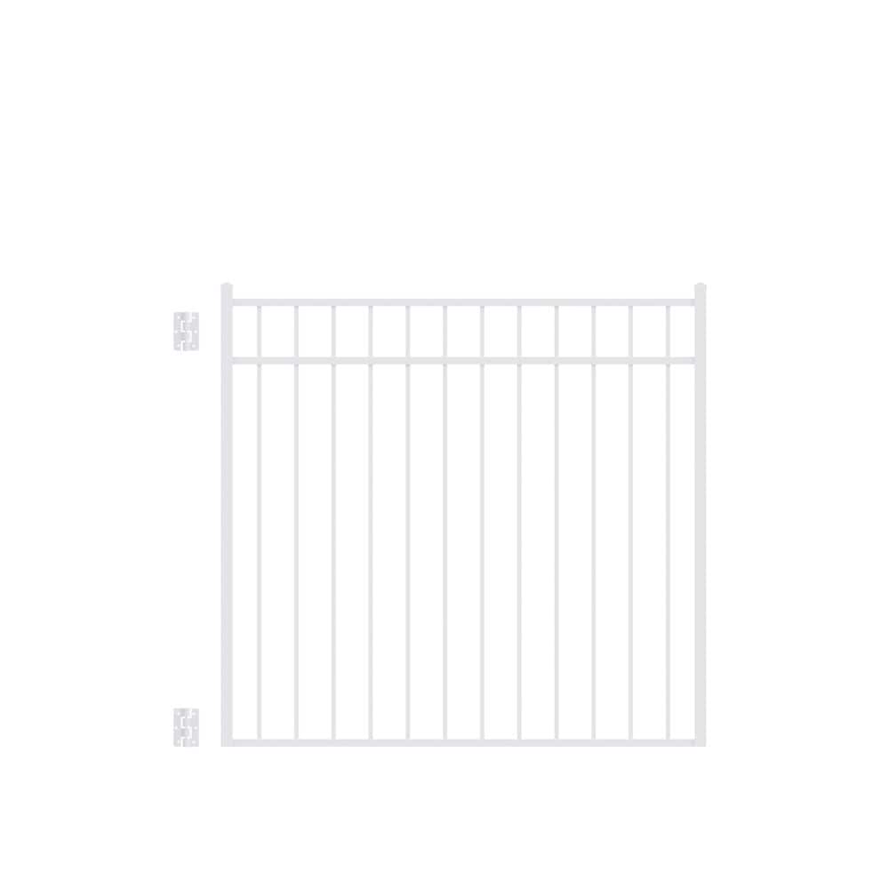 Freedom 73009910 New Haven 4-1/2-ft H x 5-ft W White Aluminum Decorative Walk-thru Spaced picket Fence gate