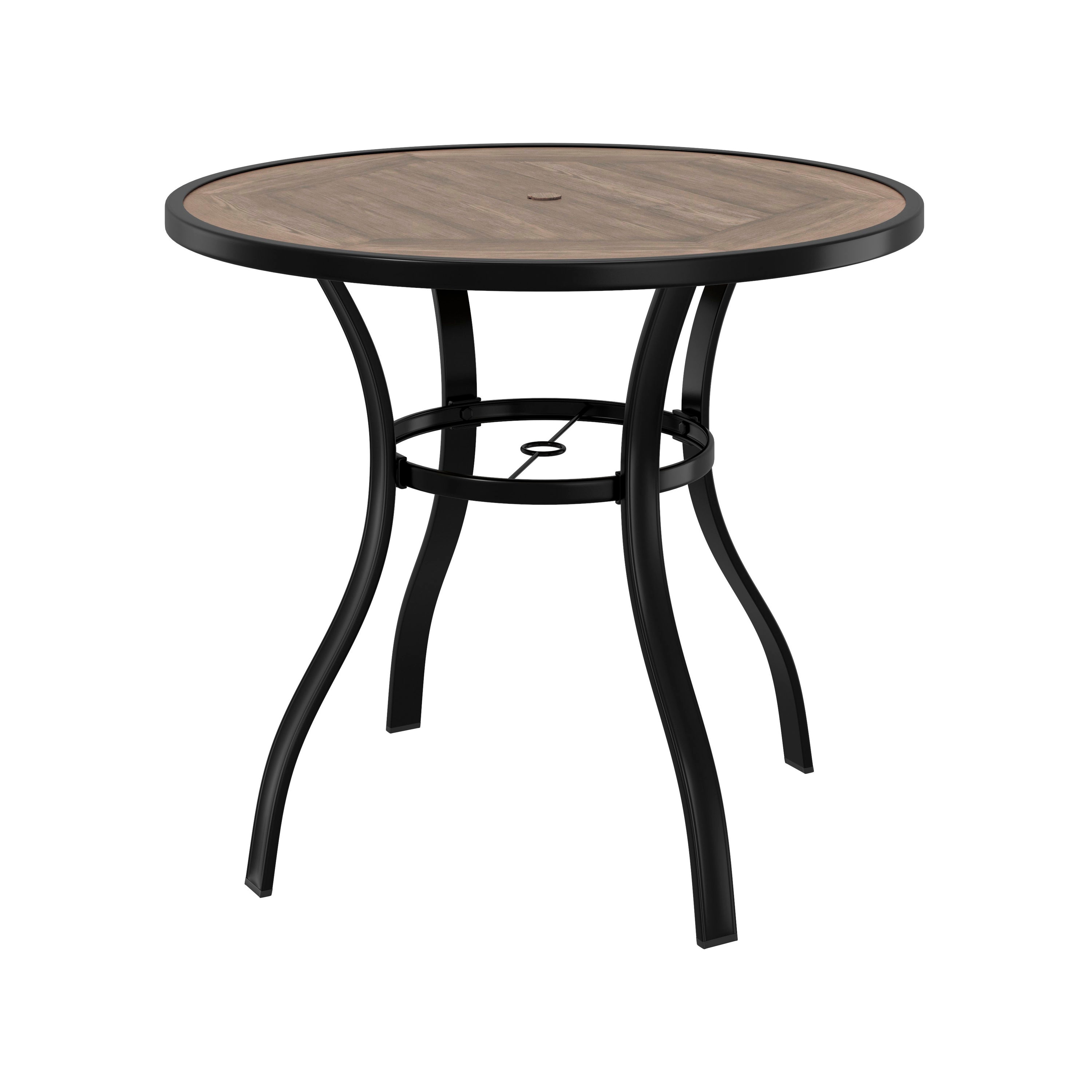 Allen Roth Copper Pointe Round Outdoor Dining Table 43 9 In W X L With Umbrella Hole The Patio Tables Department At Com - Round Patio Table With Umbrella Hole Set