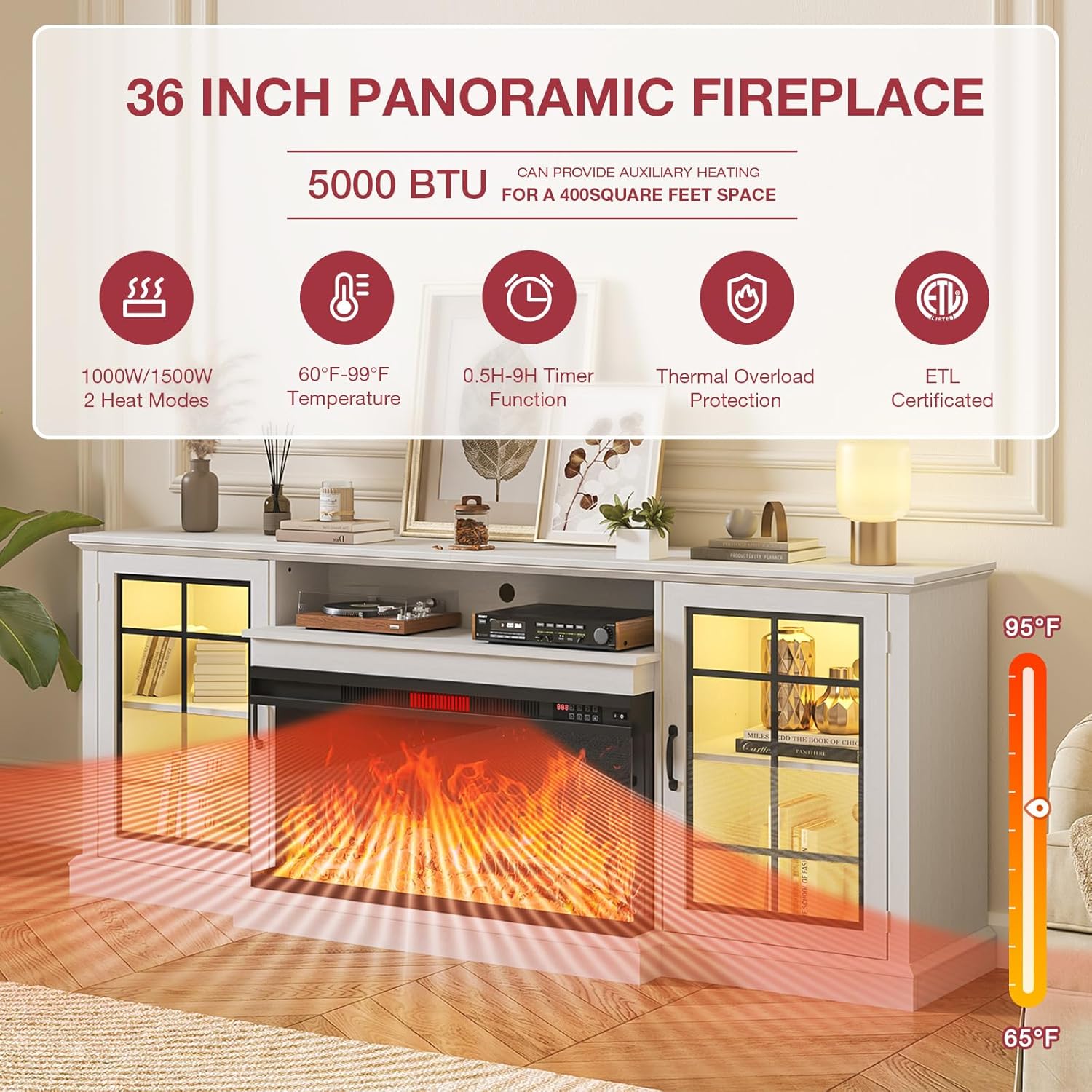 Bapipro TE34A80WB Electric-Fireplaces - View #2