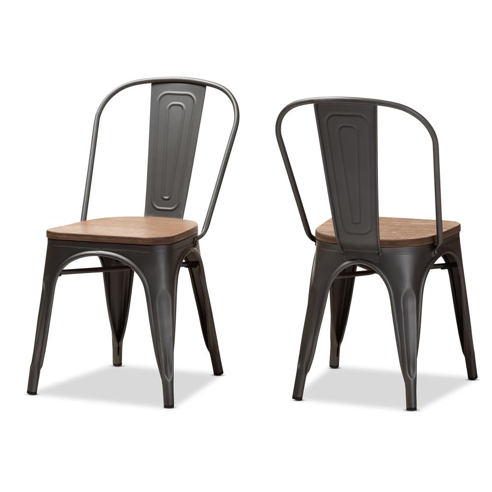 Baxton Studio 150-2PC-9128-LW Set of 2 Henri Contemporary/Modern Dining Side Chair (Metal Frame)
