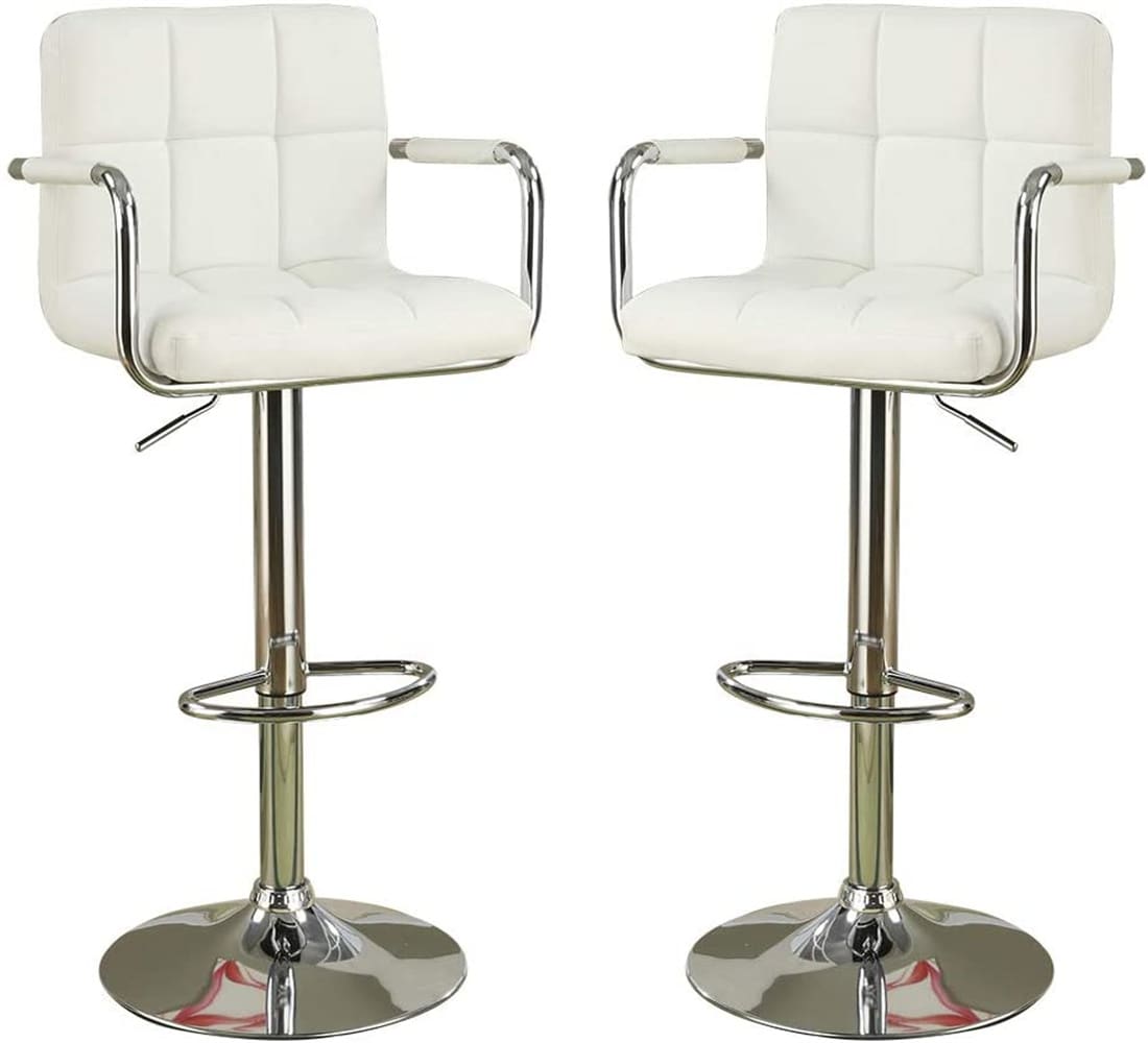 CESICIA K60A White 38-in H Extra tall (34-in and up) Square Seat Swivel Metal Back Bar Stool Back