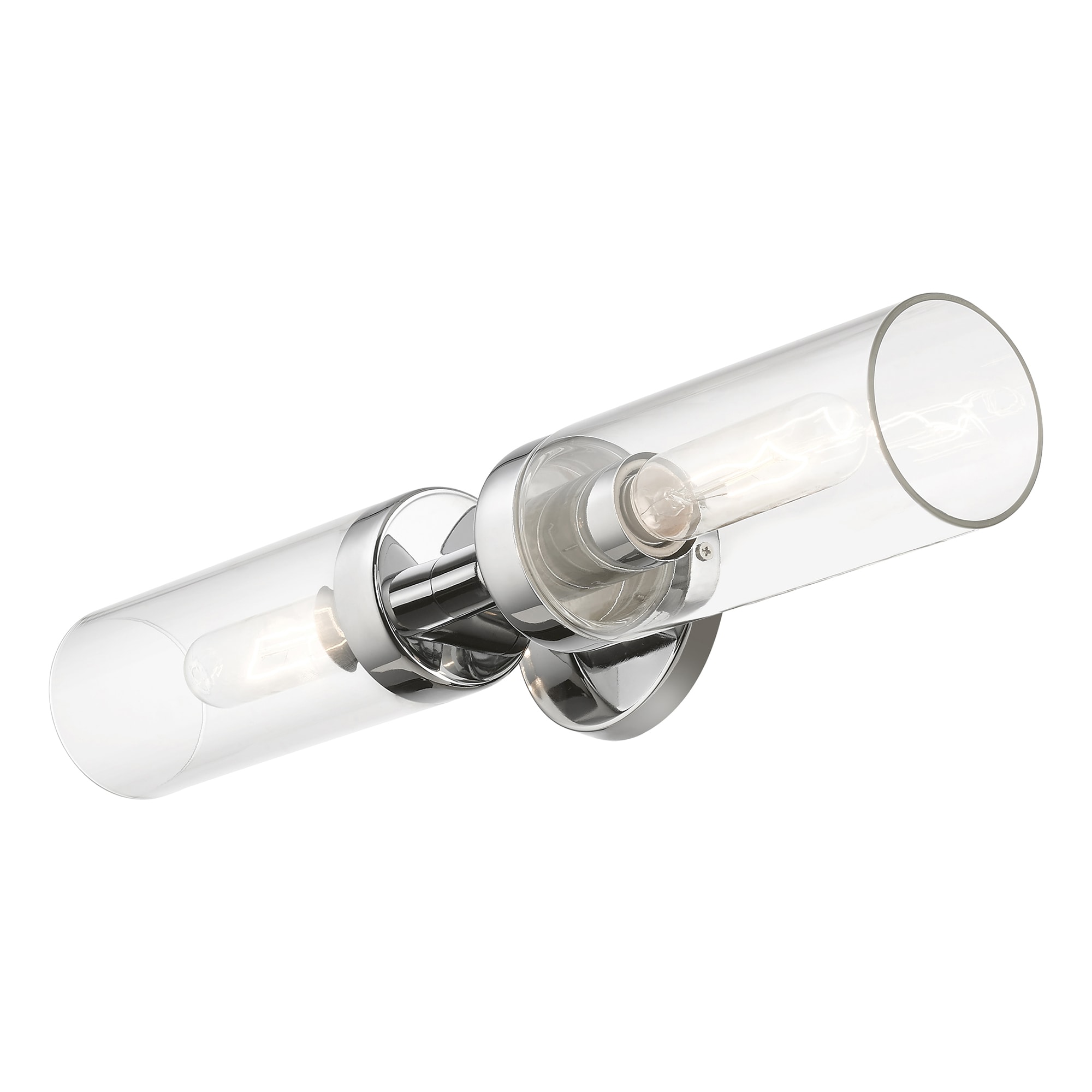 Ludlow Polished Chrome 2-Light Vanity with Clear Glass Shades