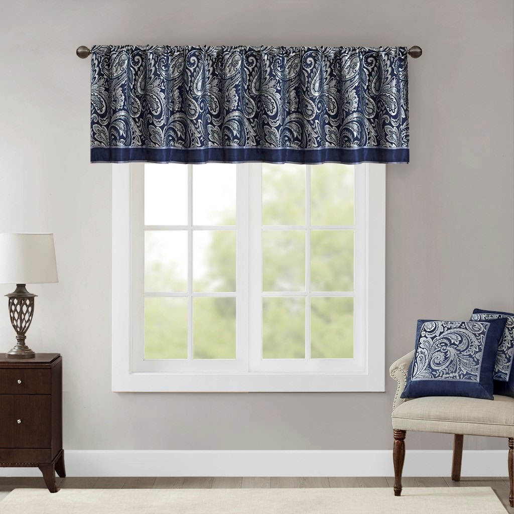 LOVMOR SF-X-B03598369 Jacquard Window Valance Navy 50x18