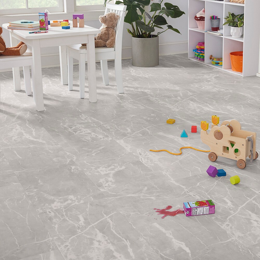 Stainmaster silver imperial marble 12 mil x 12 in w x 24 in l