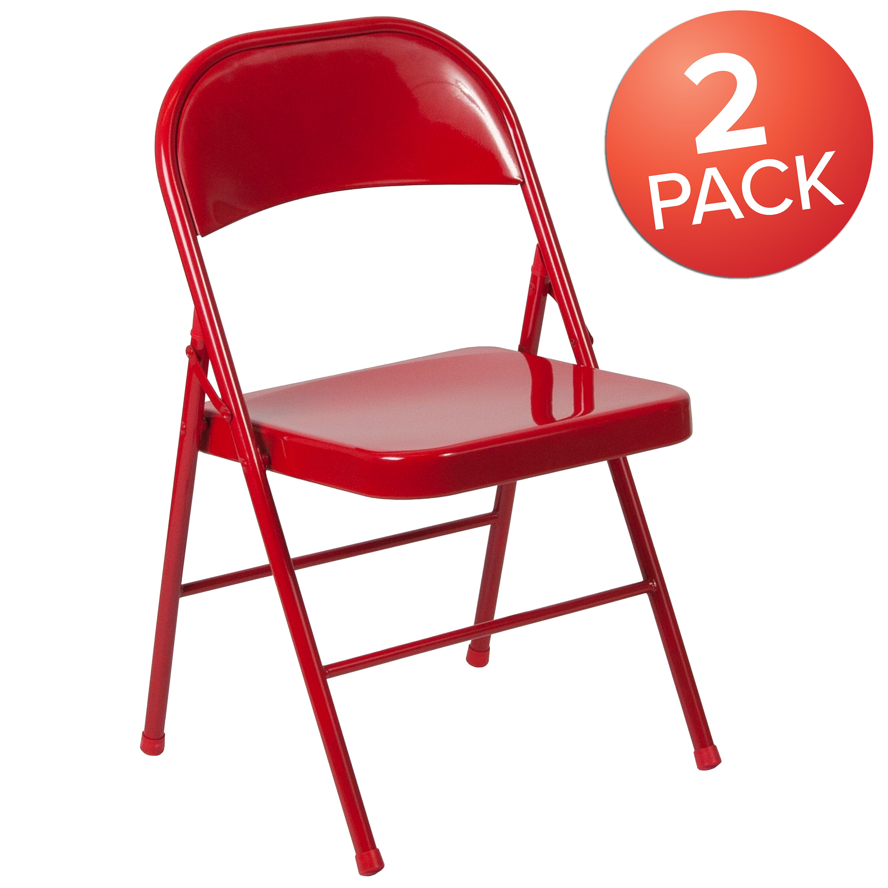 Flash Furniture 2 Pack HERCULES Series Double Braced Red Metal