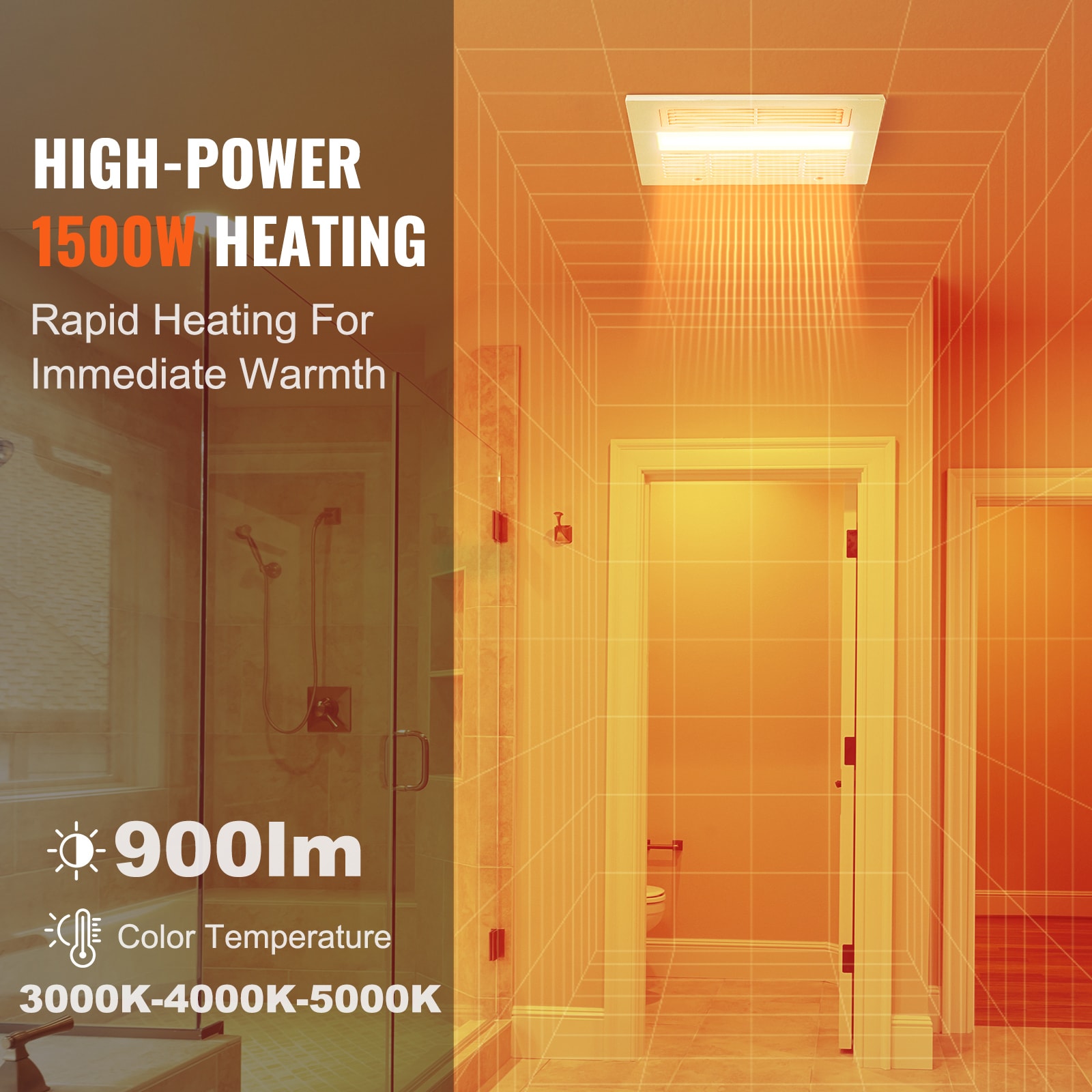Modern White LED Bathroom Ceiling Exhaust Fan