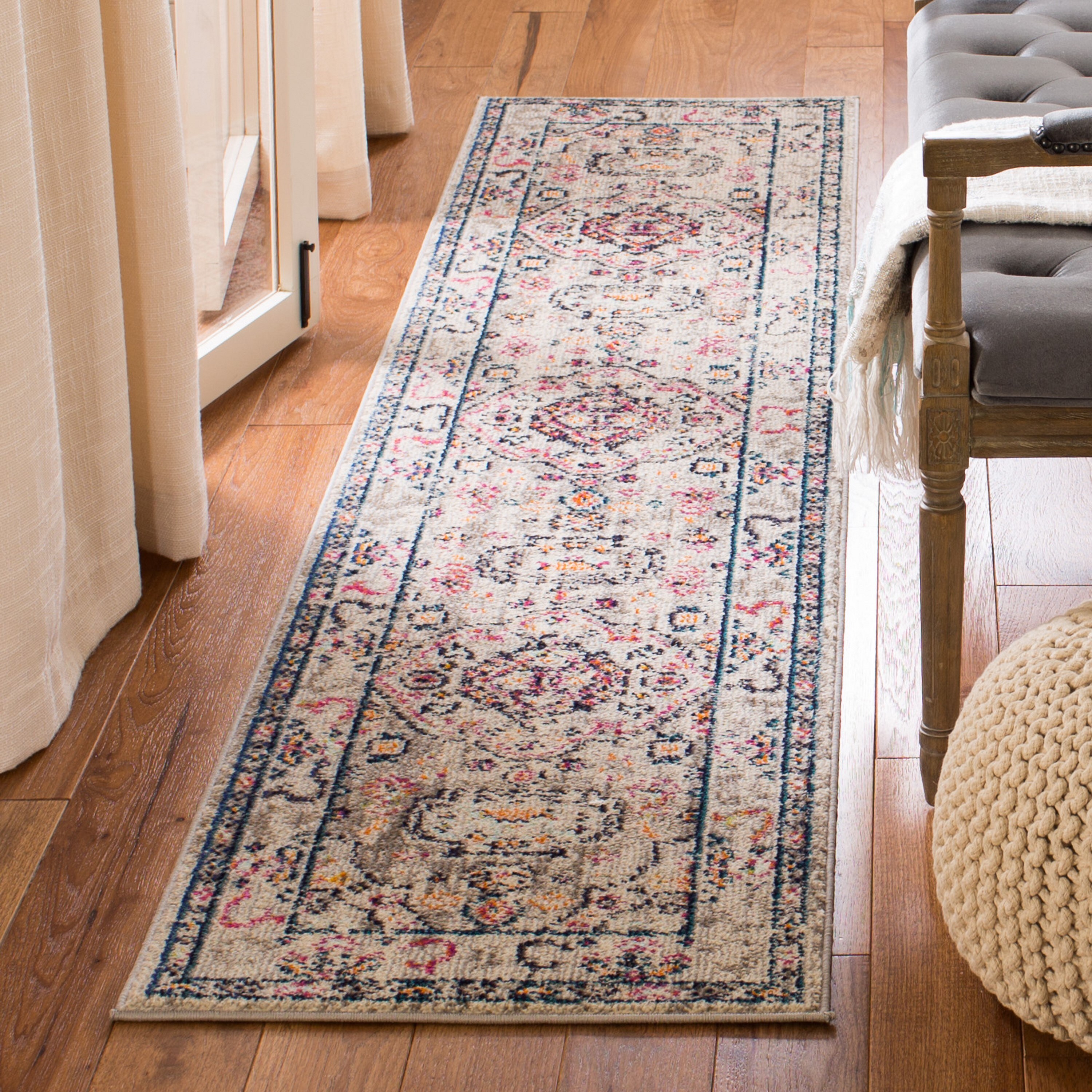 Metro-Mod Grey and Blue Flat Woven Synthetic Area Rug - 26"x16"
