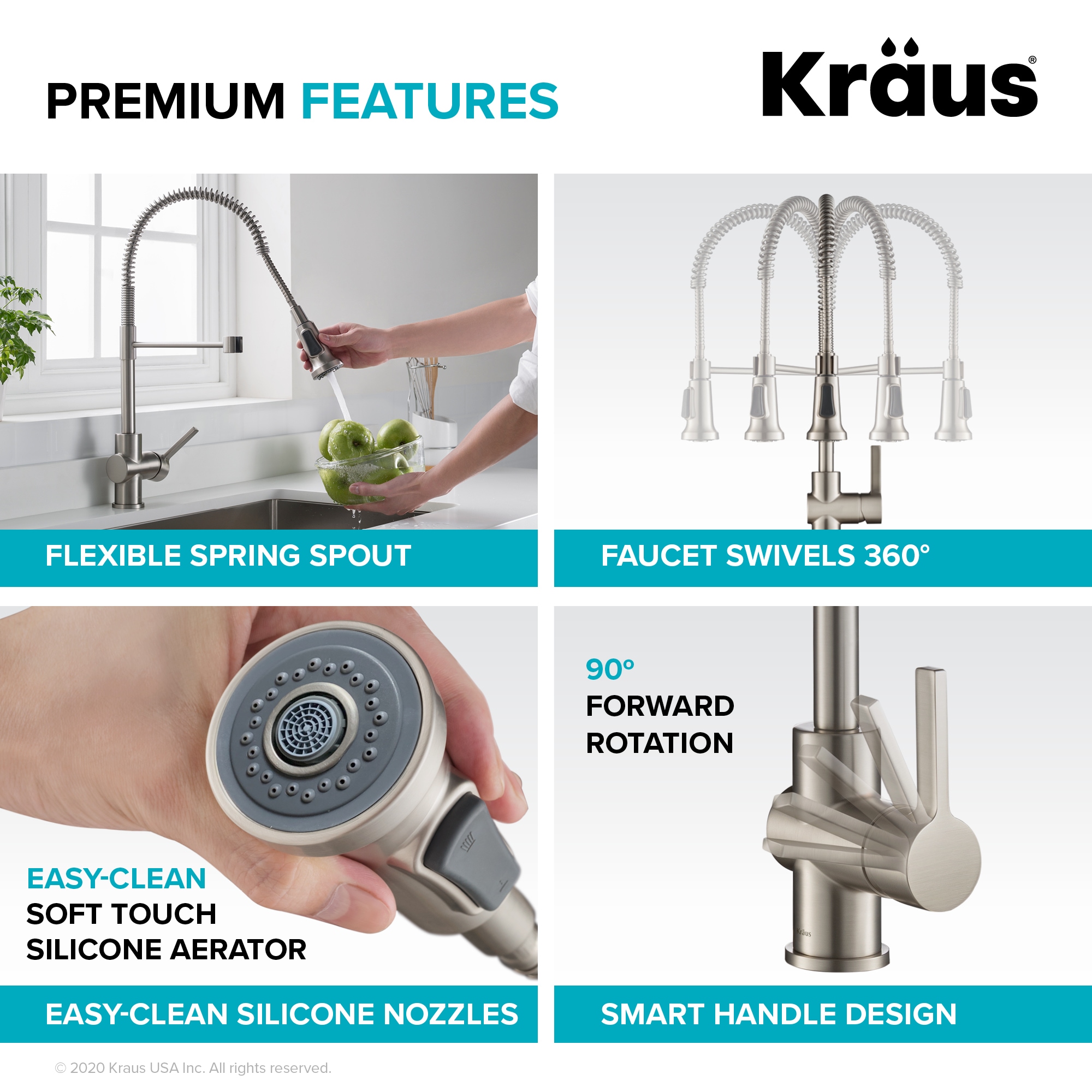 Stainless Steel Commercial Style Kitchen Faucet with Pull-out Spray