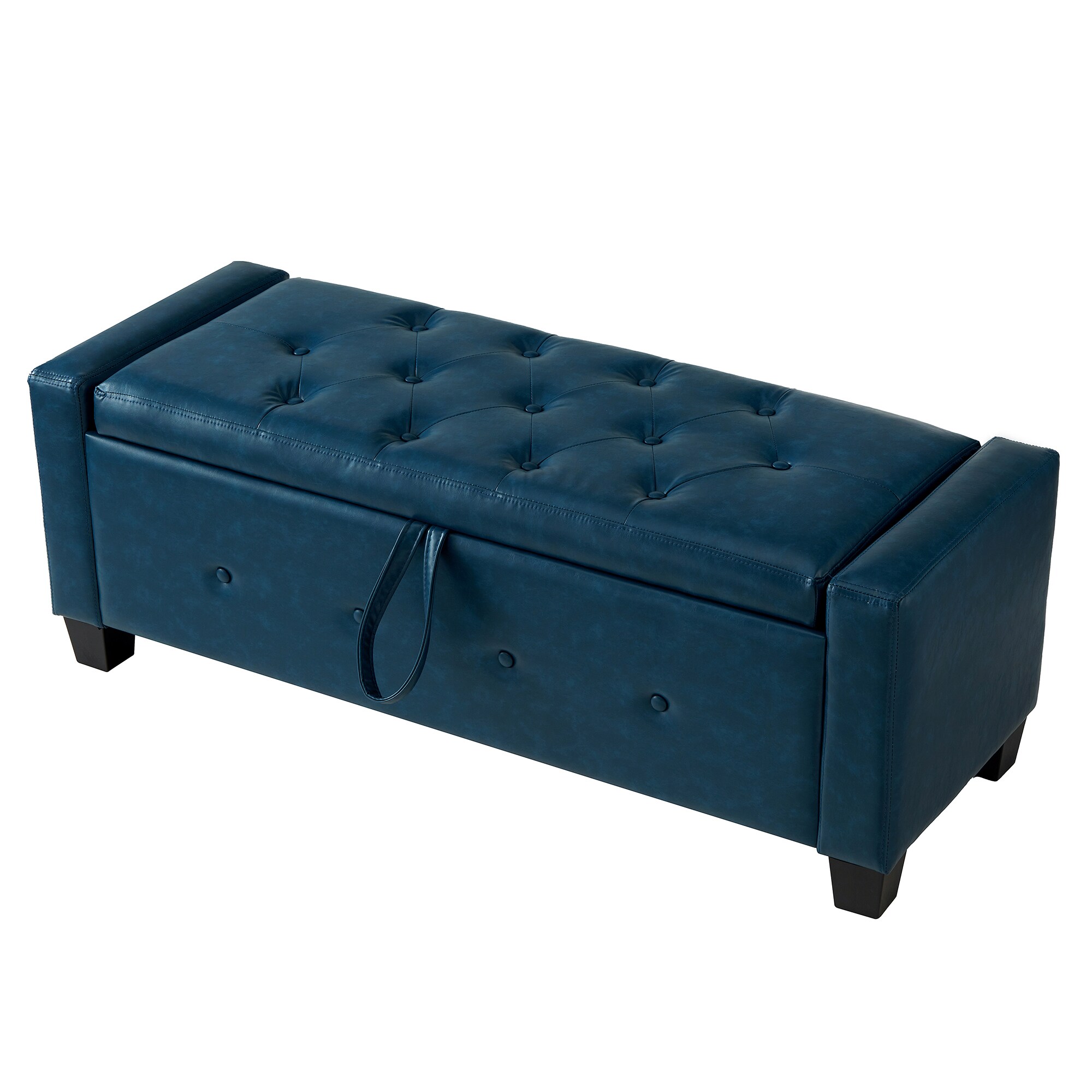 Bybafun Modern Blue Storage Bench with Storage 48-in x 18.1-in x 17-in ...