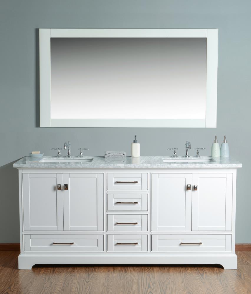 Stufurhome 72-in White Undermount Double Sink Bathroom Vanity with ...