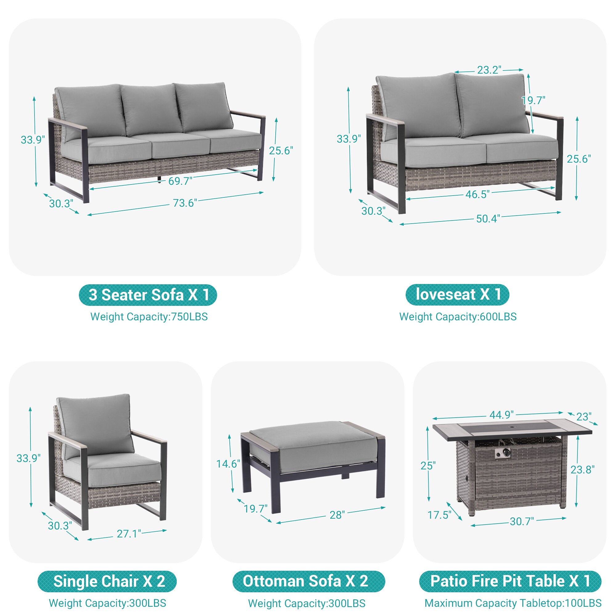 Sonkuki SD-PS-148HGY-S3T5 Patio-Conversation-Sets - View #3
