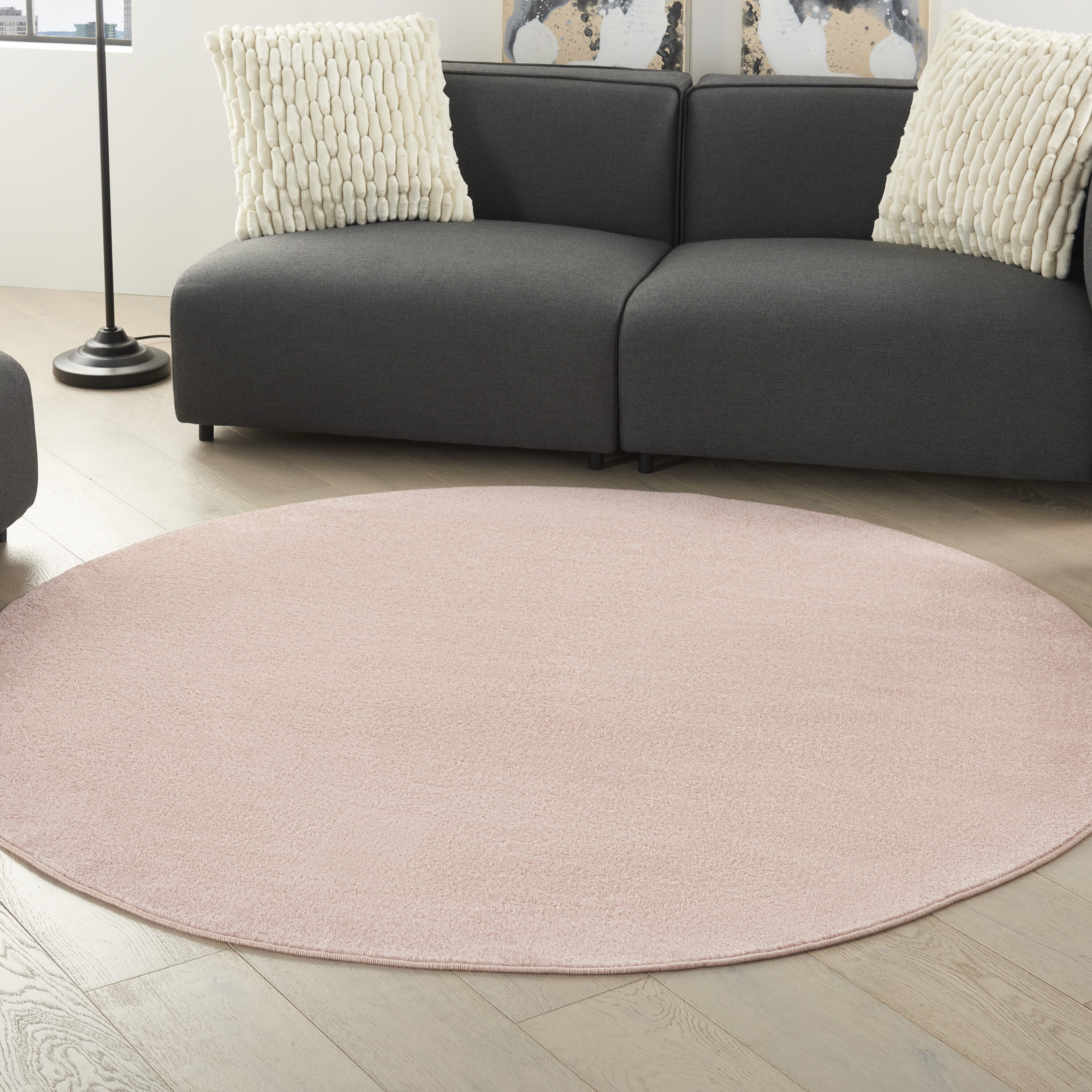 Nourison 099446824813 Essentials 6 x 6 (ft) Loomed Polypropylene Pink Round Indoor/Outdoor Solid Area rug