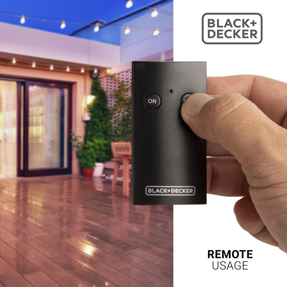 HBN Outdoor Indoor Wireless Remote Control Dual 3-Prong Outlet Black