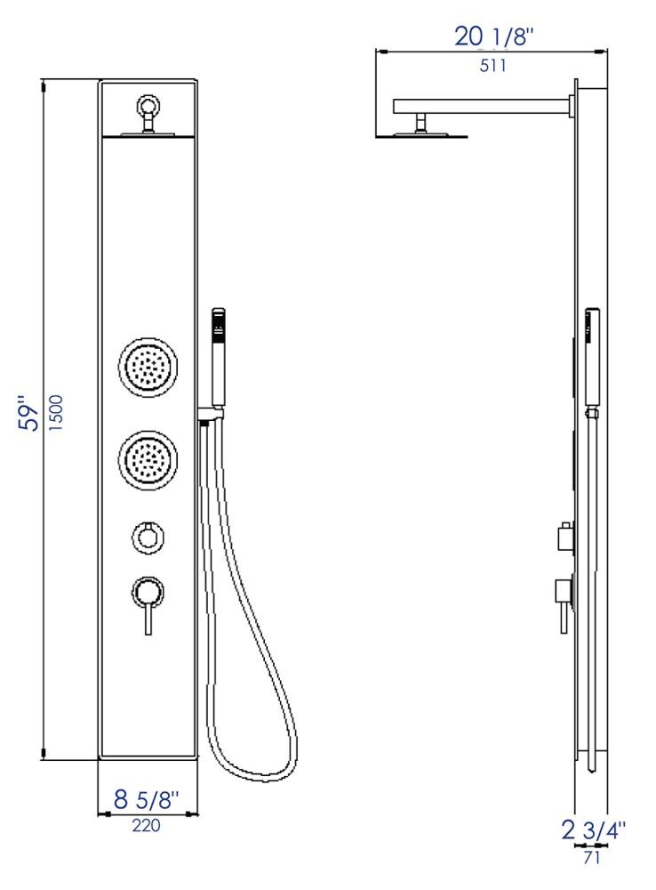 ALFI ABSP50W Showerhead-Bar-Panels - View #7