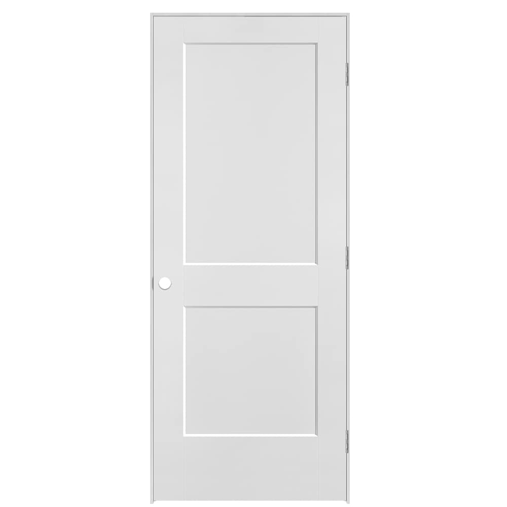Masonite 641024 32-in x 80-in Primed Hollow core 2-panel square Left hand Smooth Primed Molded composite Flat Jamb Single Prehung Interior Door