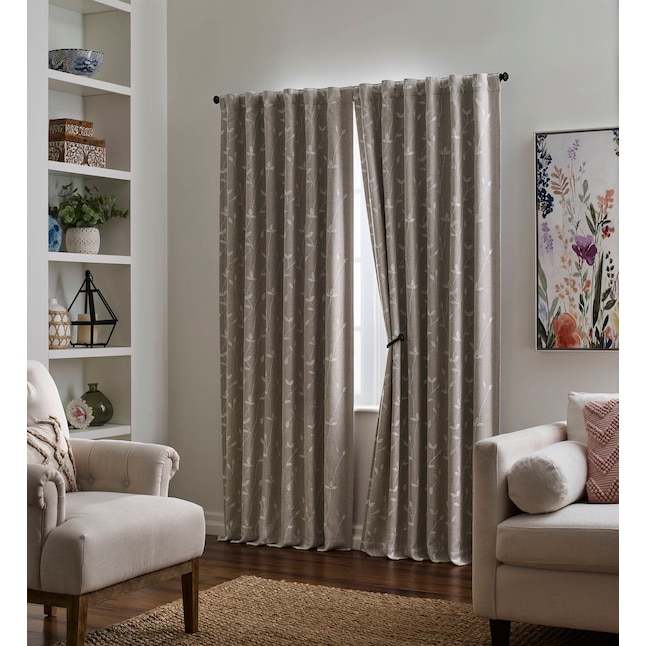 Allen Roth 63 In Cream Blackout Thermal Lined Back Tab Single Curtain Panel The Curtains Ds Department At Lowes Com